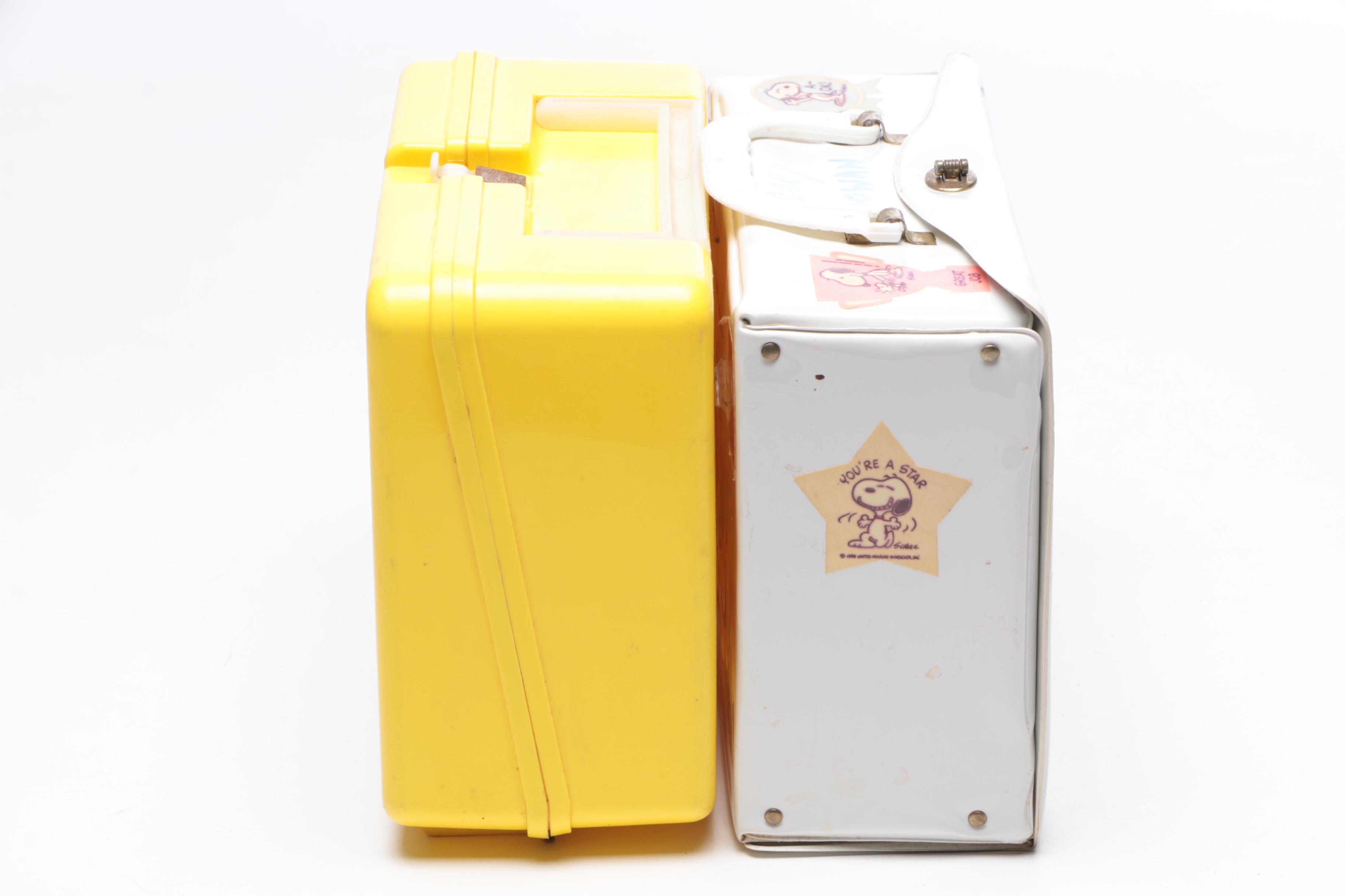 Metal and Plastic Lunch Boxes Including Donnie and Marie Osmond, Mid-Century