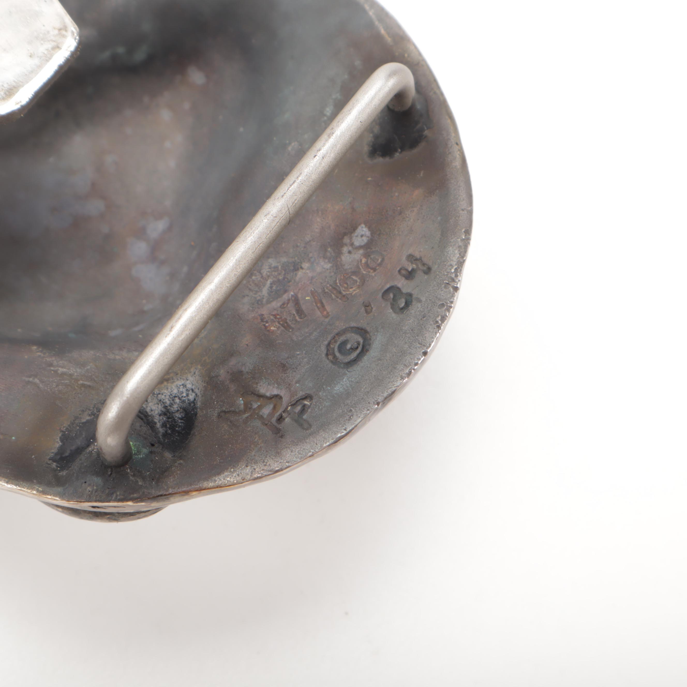 Paul Calle Signed Bronze Southwestern Style Buffalo Skull Belt Buckle, Vintage