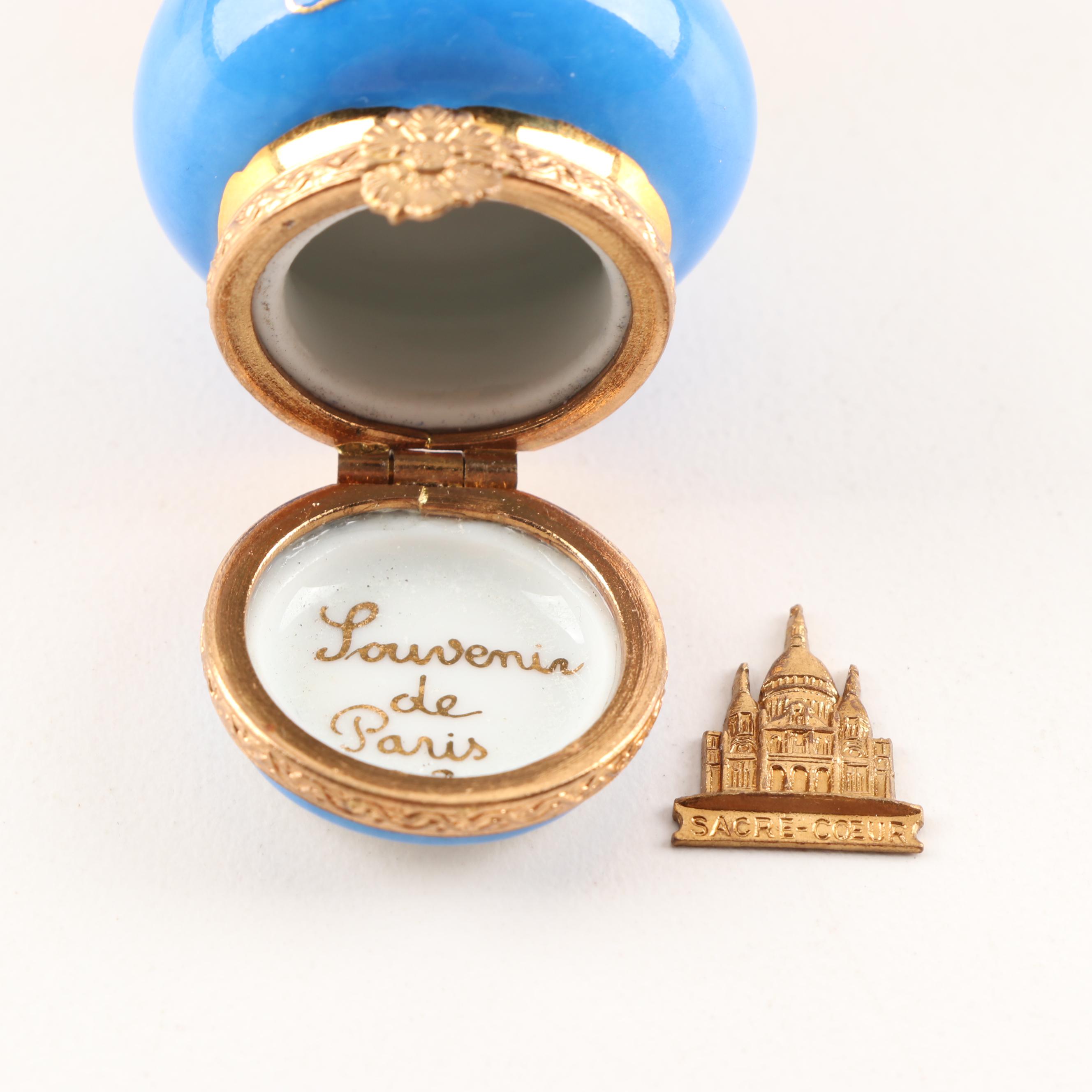 Limoges Hand-Painted Porcelain Limited Edition Parisian Lamp Trinket Box