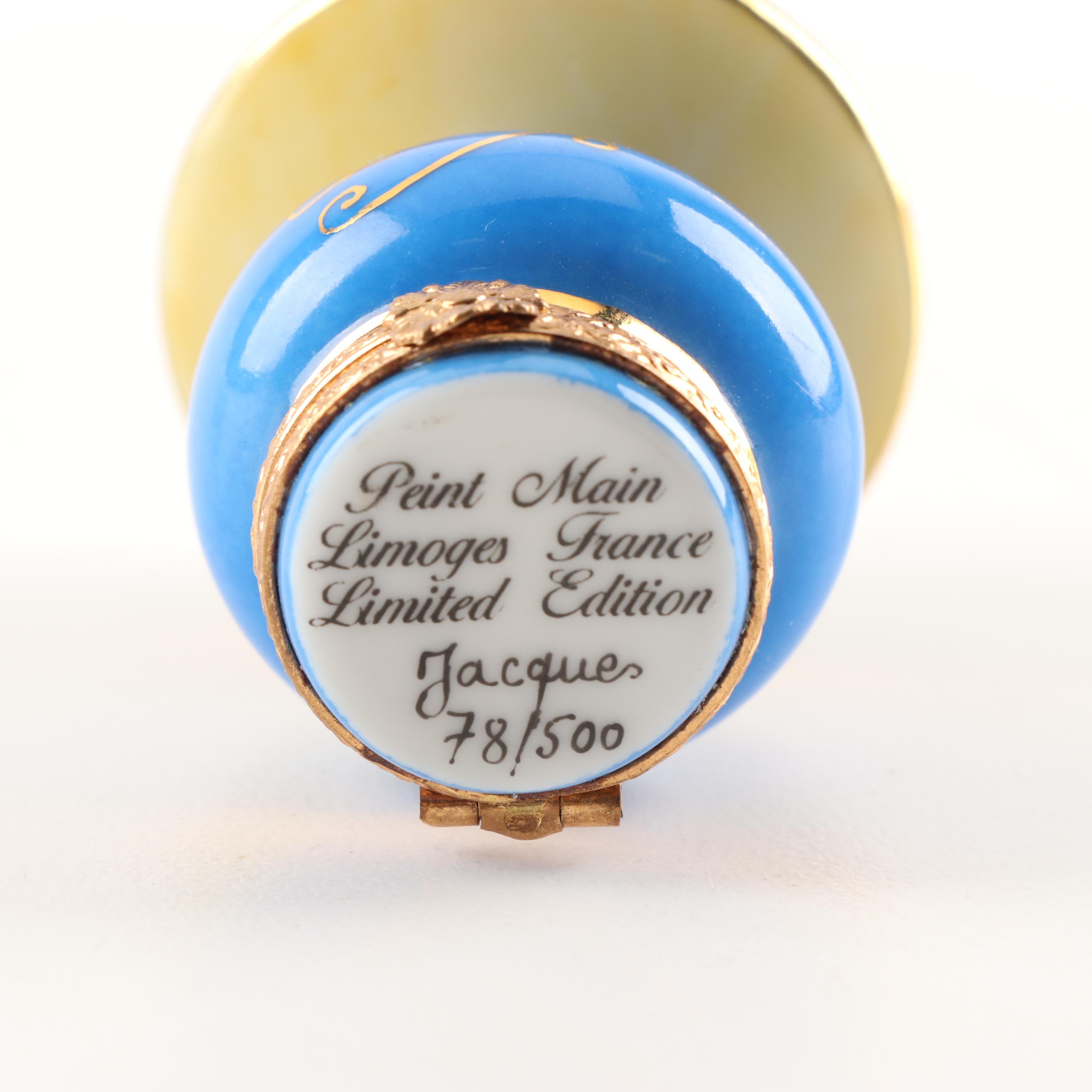 Limoges Hand-Painted Porcelain Limited Edition Parisian Lamp Trinket Box