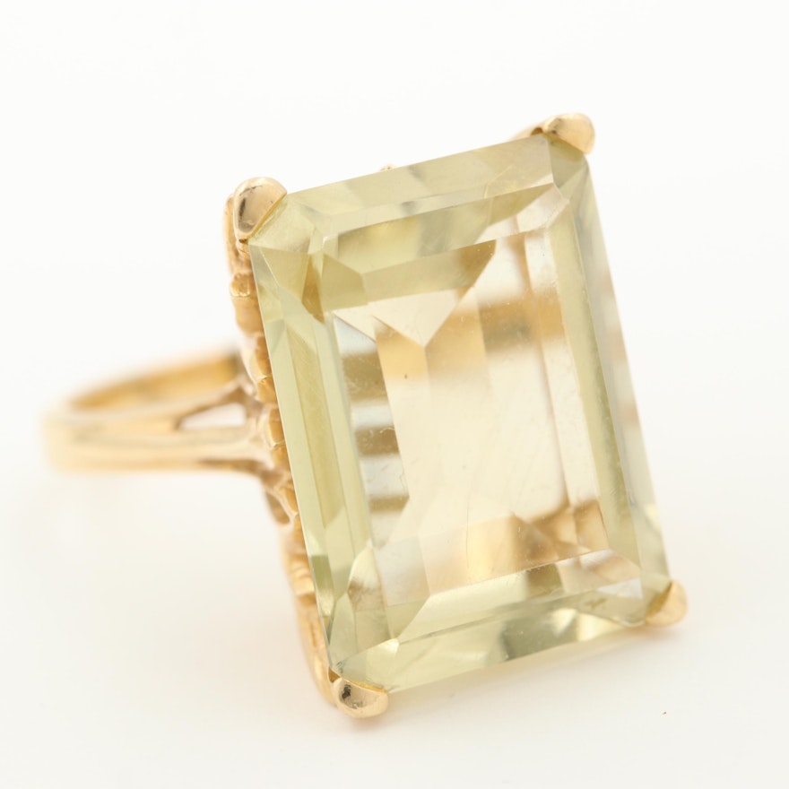 14K Yellow Gold 12.00 CT Citrine Ring