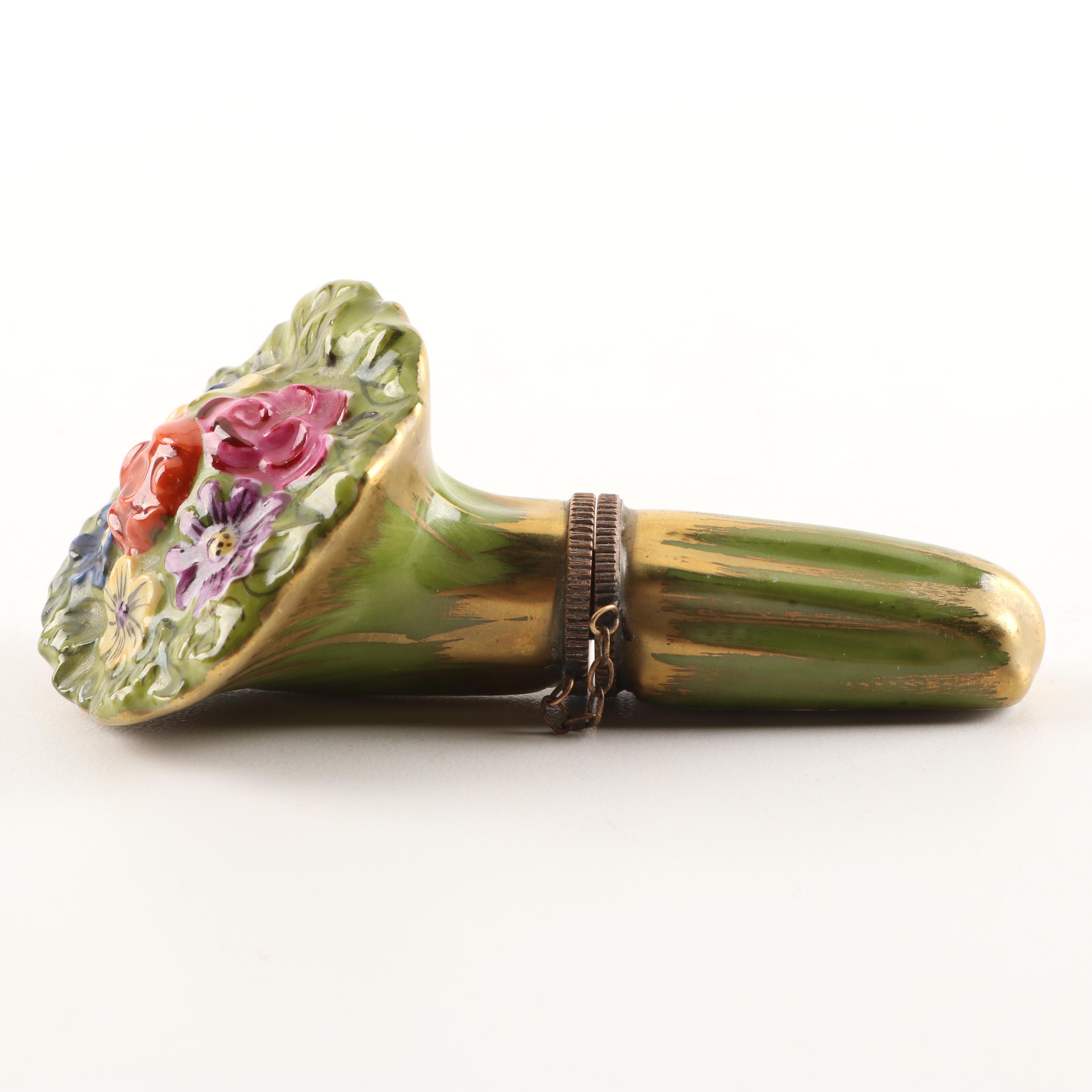 Limoges Hand-Painted Porcelain Floral Bouquet Trinket Box