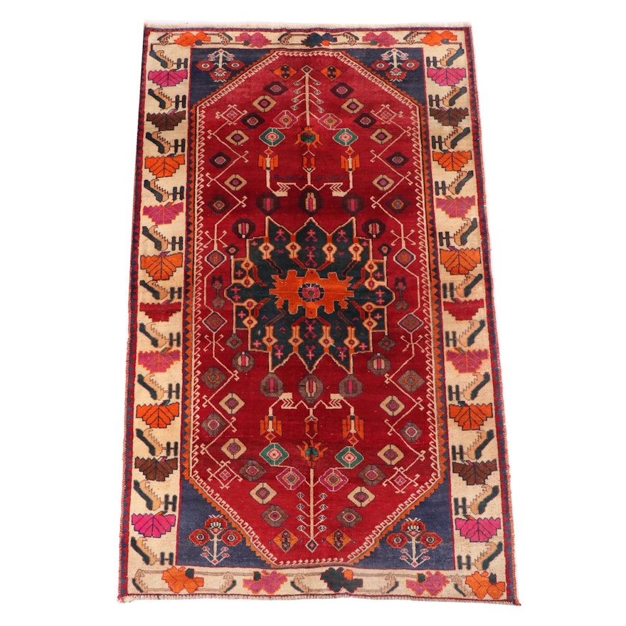 Hand-Knotted Inscribed Persian Wool Rug