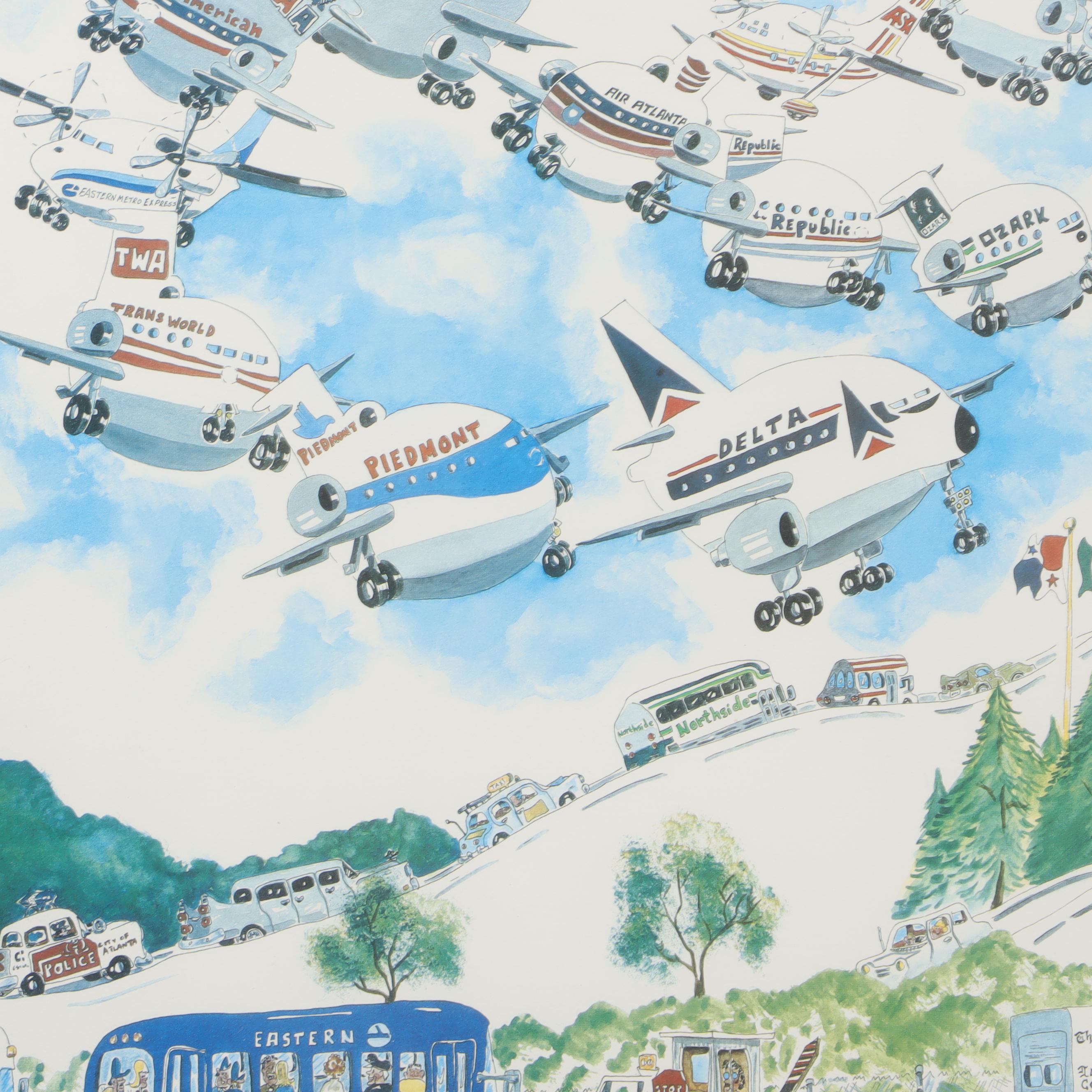 Alex Black Offset Lithographs of Airplanes Including Trans World and More