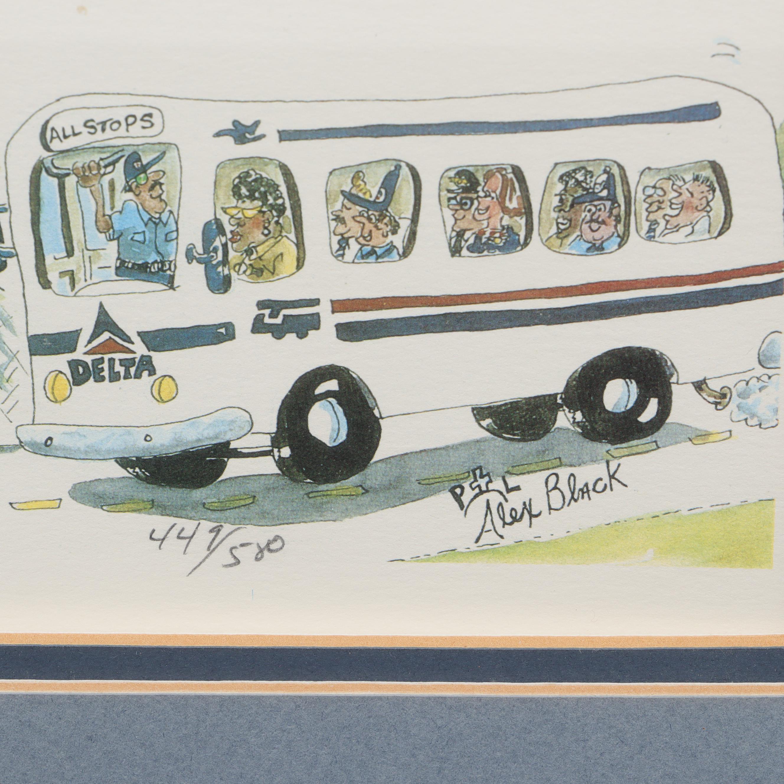 Alex Black Offset Lithographs of Airplanes Including Trans World and More