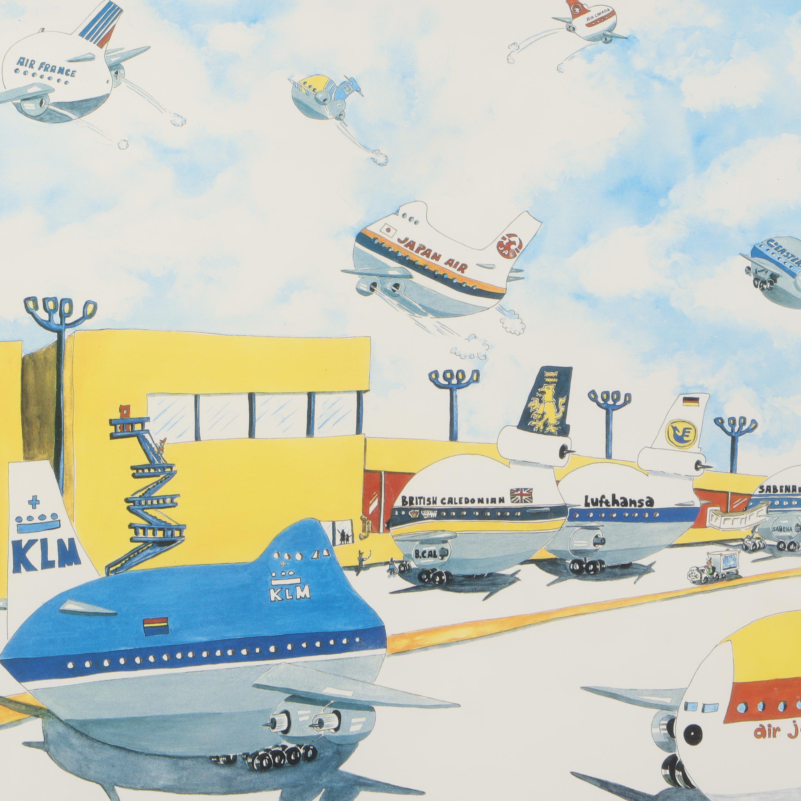 Alex Black Offset Lithographs of Airplanes Including Trans World and More