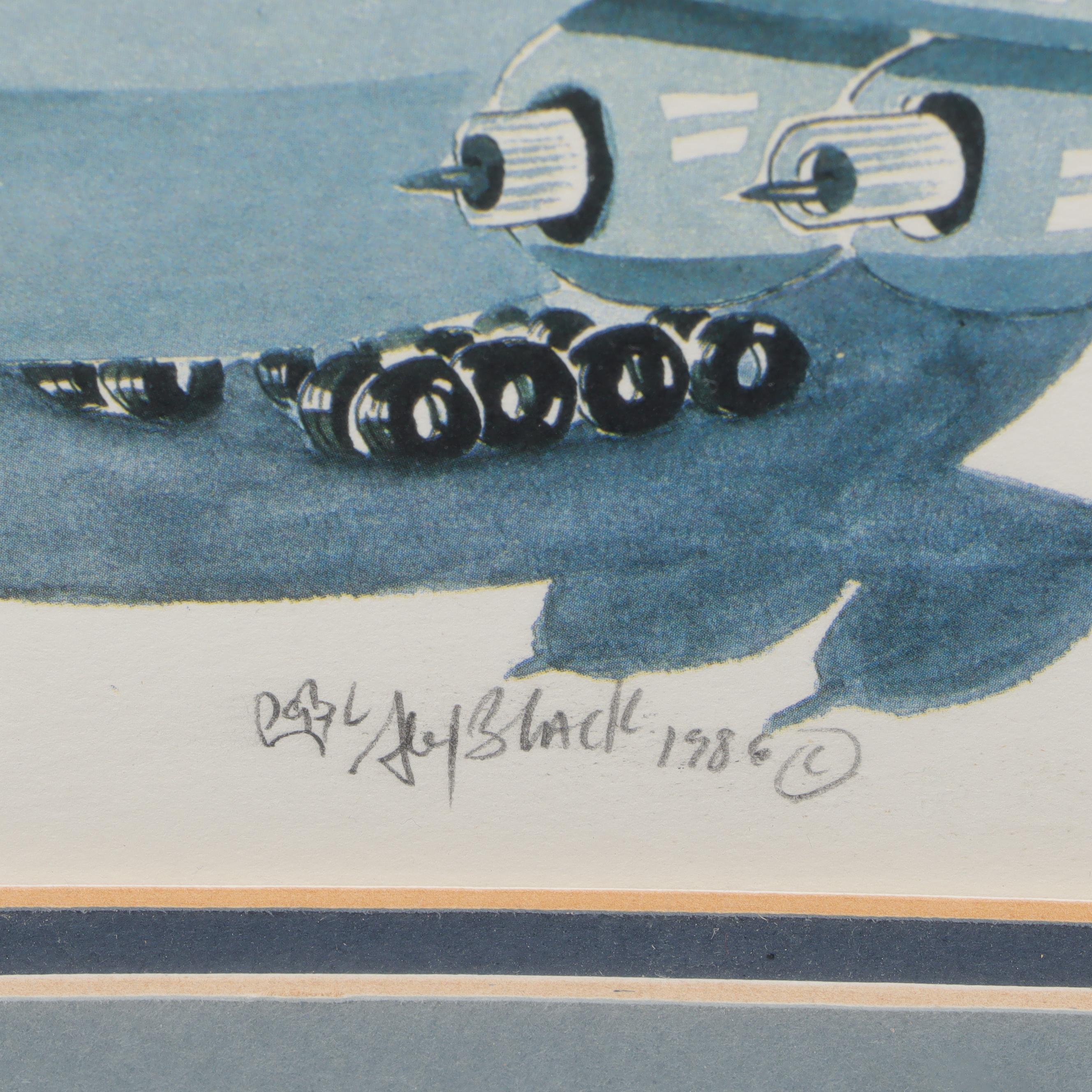 Alex Black Offset Lithographs of Airplanes Including Trans World and More