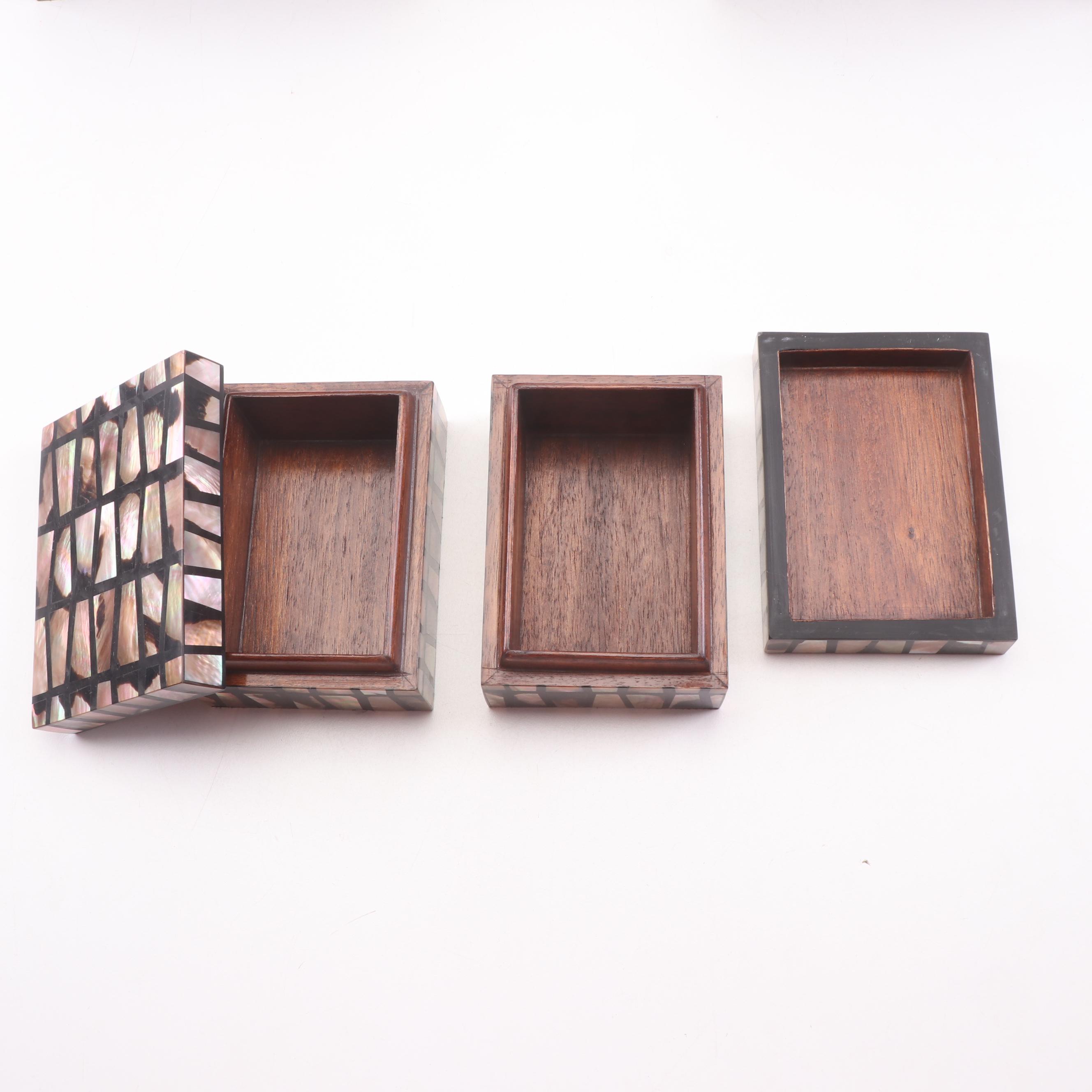Augousti Mother of Pearl Inlay Decorative Boxes, Set of Six