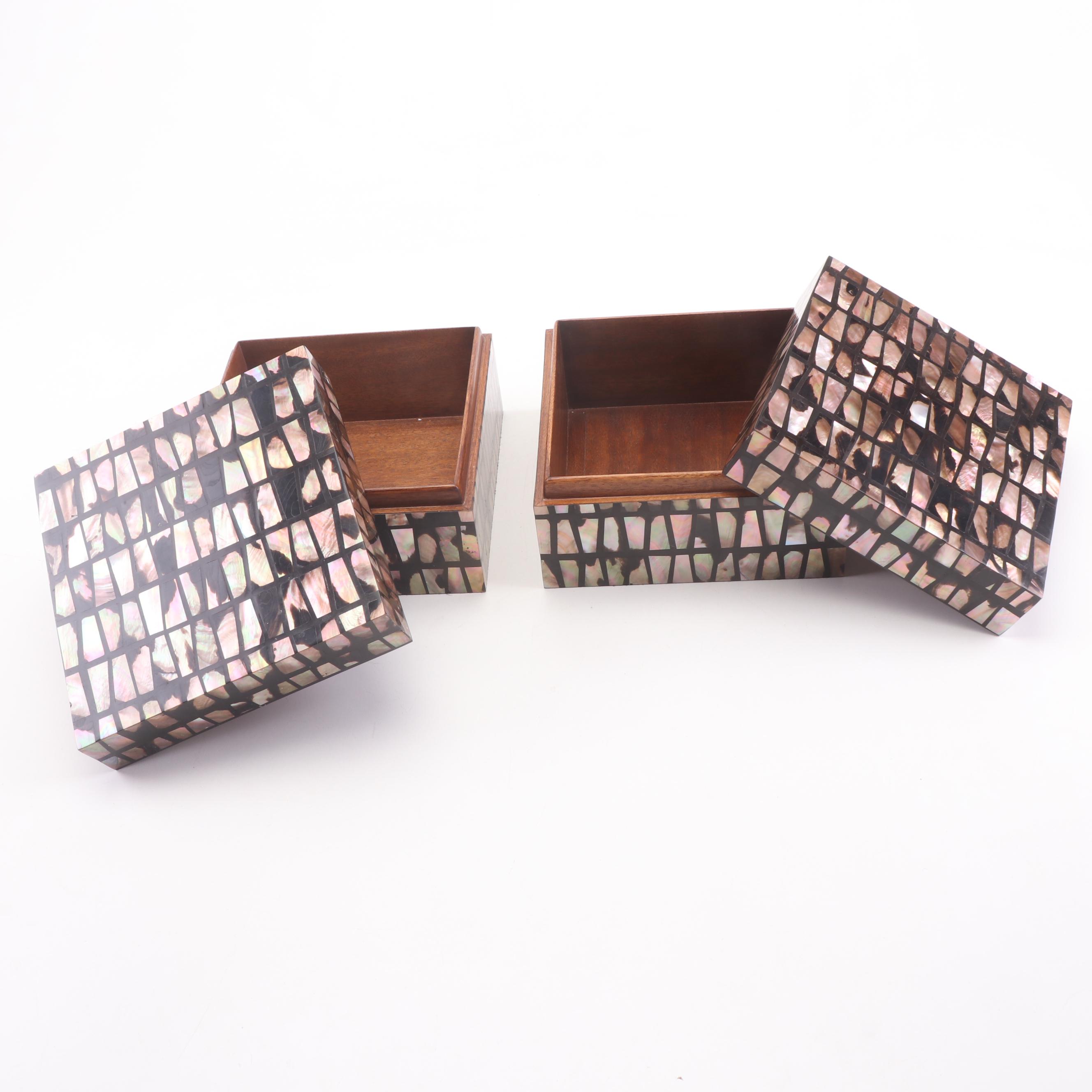 Augousti Mother of Pearl Inlay Decorative Boxes, Set of Six