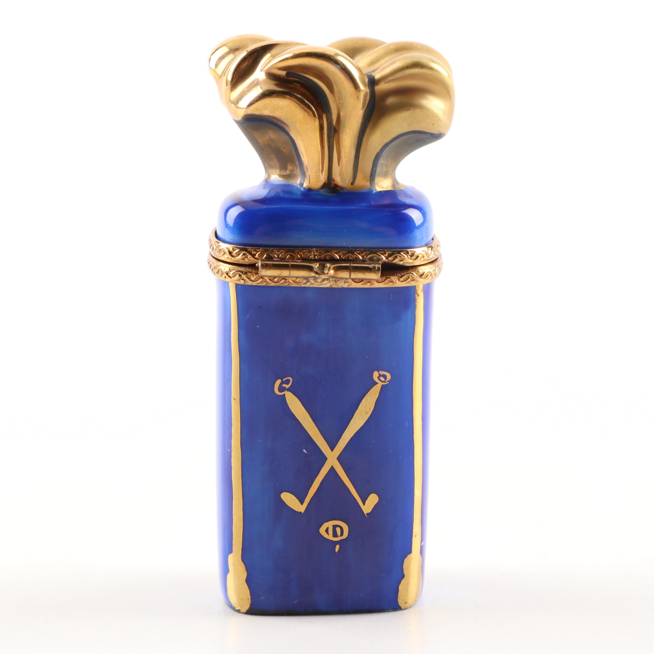 Rochard Limoges Hand-Painted Porcelain Golf Set Trinket Box