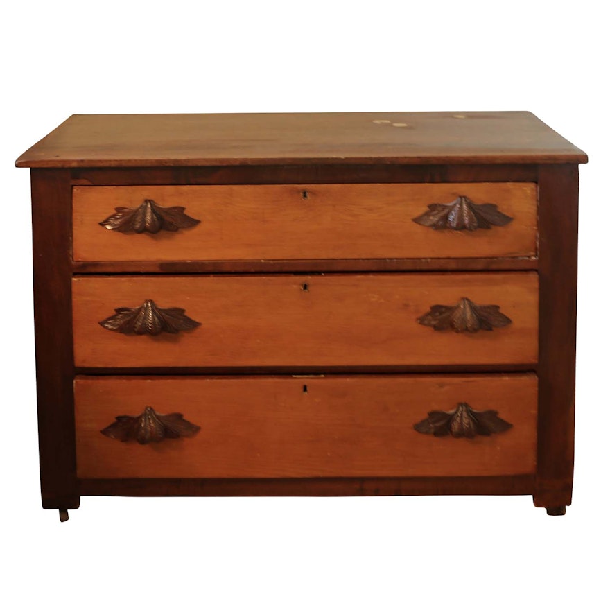 Victorian Walnut and Poplar Chest of Drawers, Mid to Late 19th Century