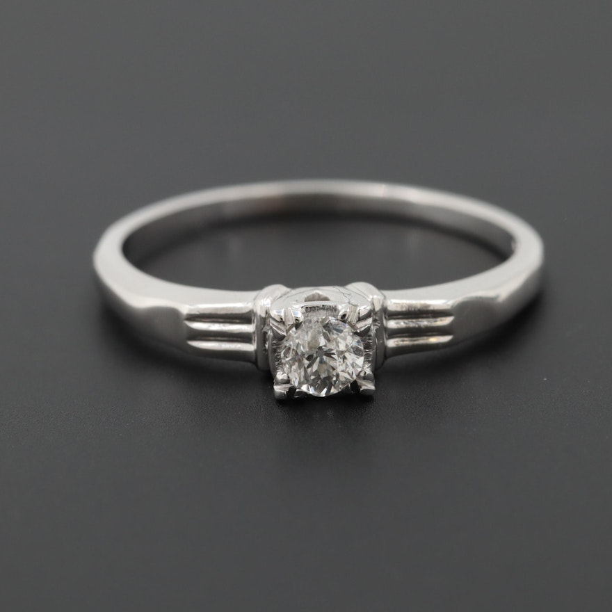 14K White Gold Diamond Solitaire Ring