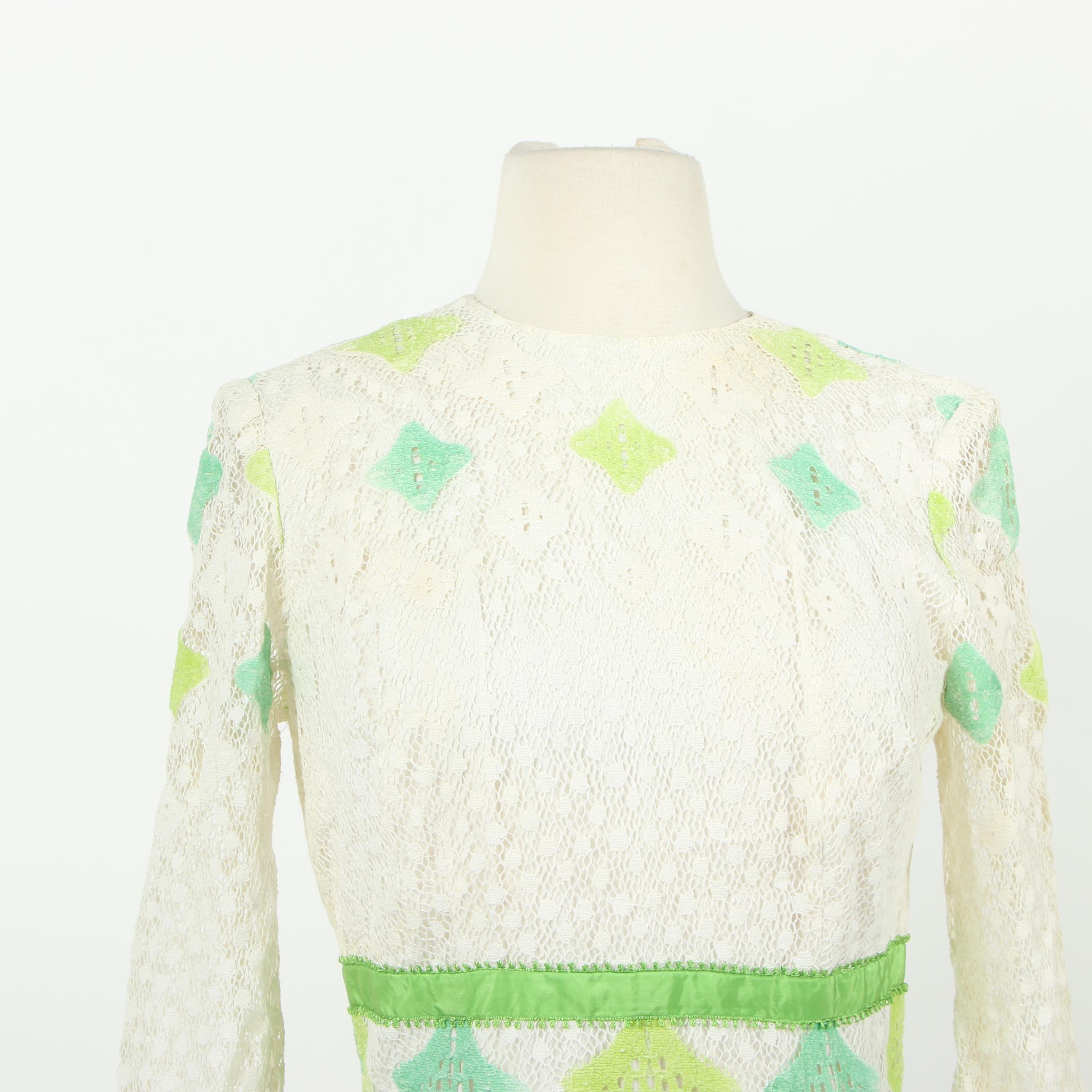 Samantha Cooper Crochet Lace Prairie Dress, 1970s Vintage