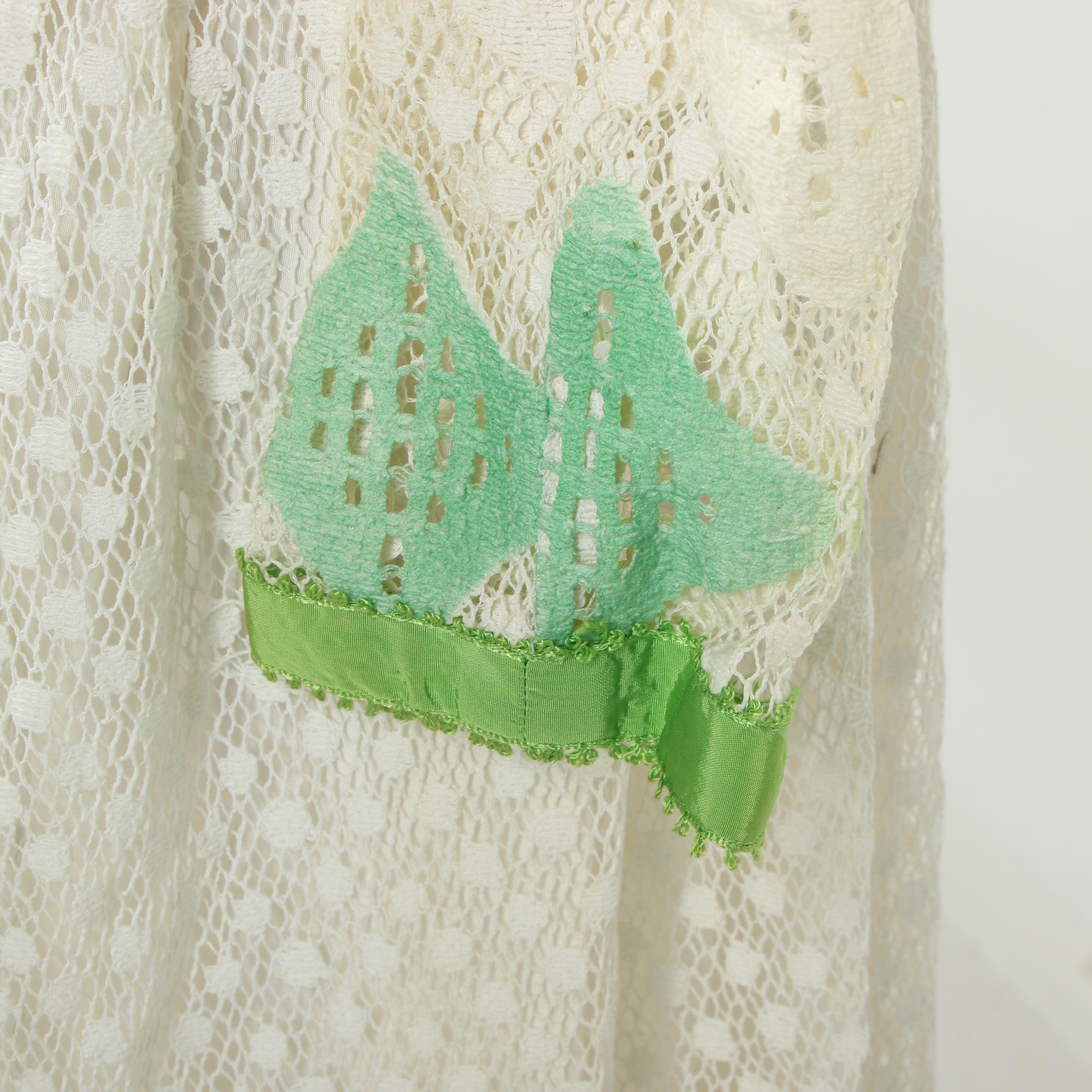 Samantha Cooper Crochet Lace Prairie Dress, 1970s Vintage