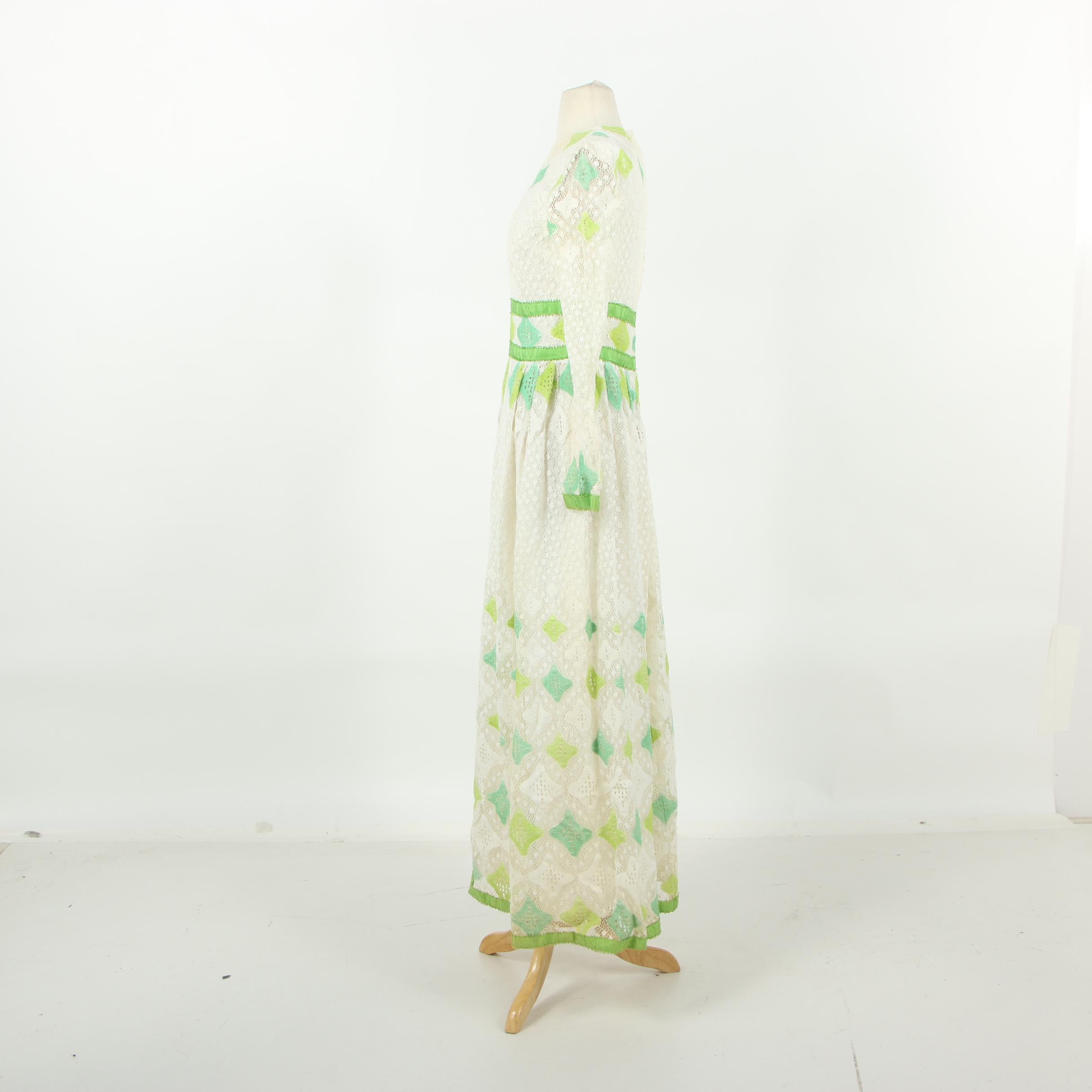 Samantha Cooper Crochet Lace Prairie Dress, 1970s Vintage