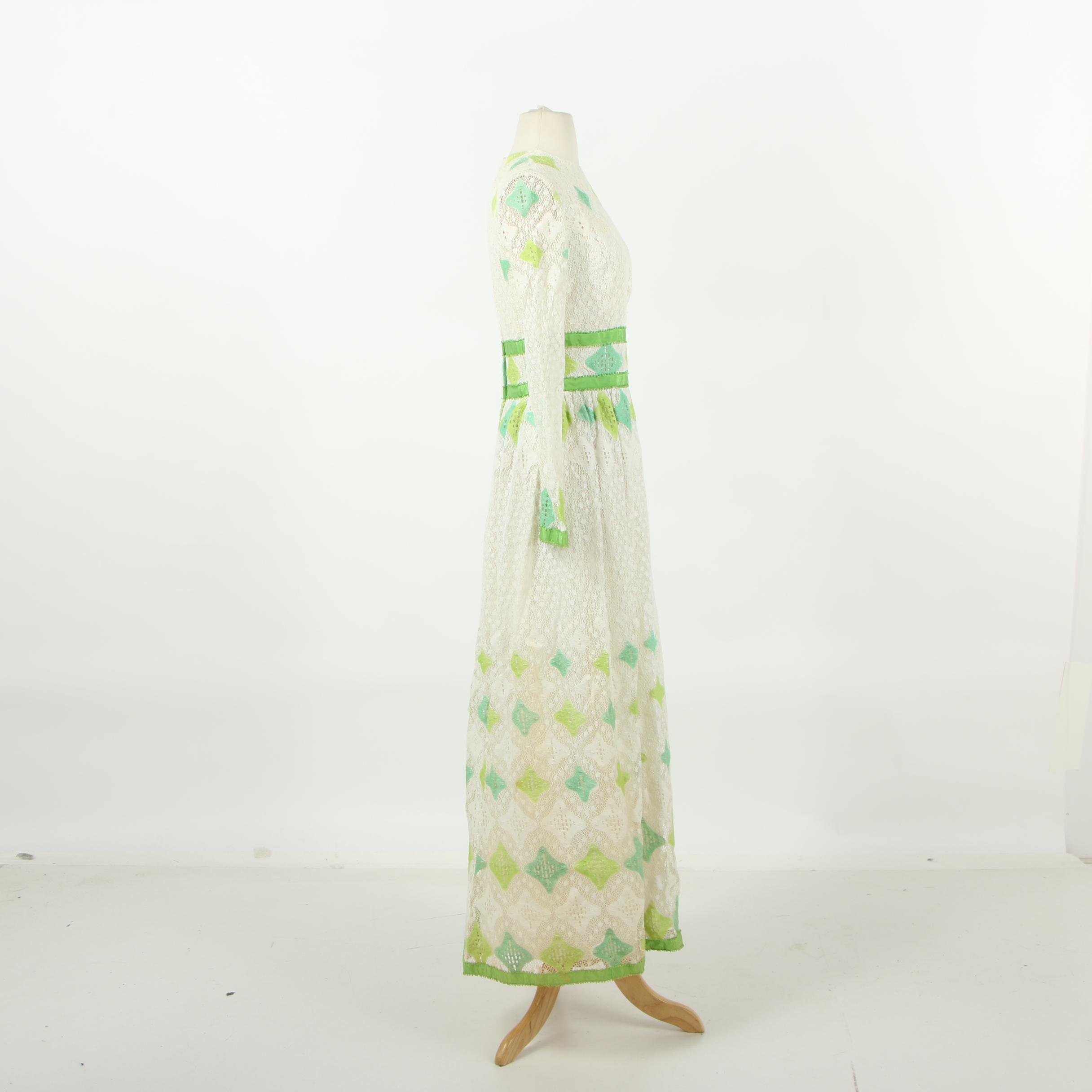 Samantha Cooper Crochet Lace Prairie Dress, 1970s Vintage