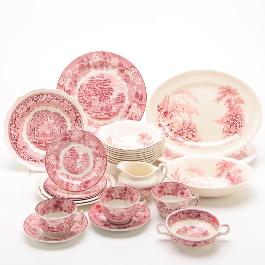 English Landscape Scene China and Ironstone Dinnerware