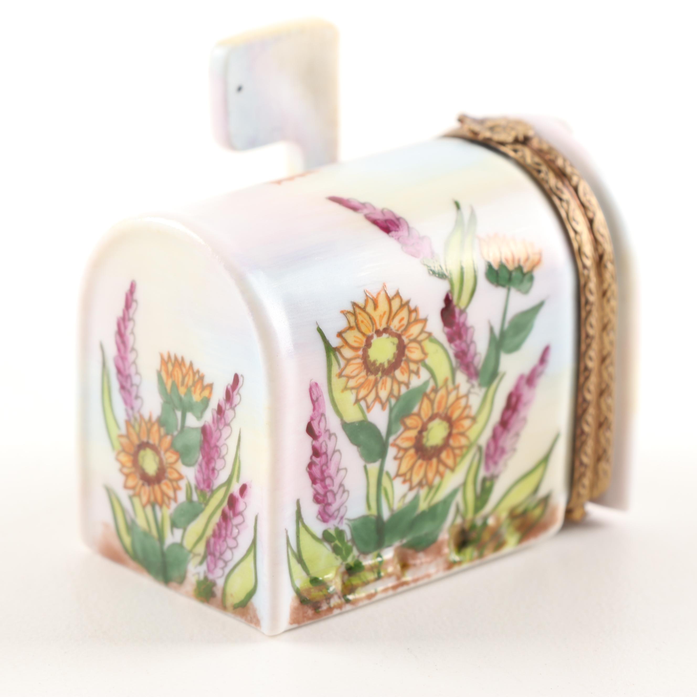 Rochard Limoges Hand-Painted Porcelain Mailbox Trinket Box