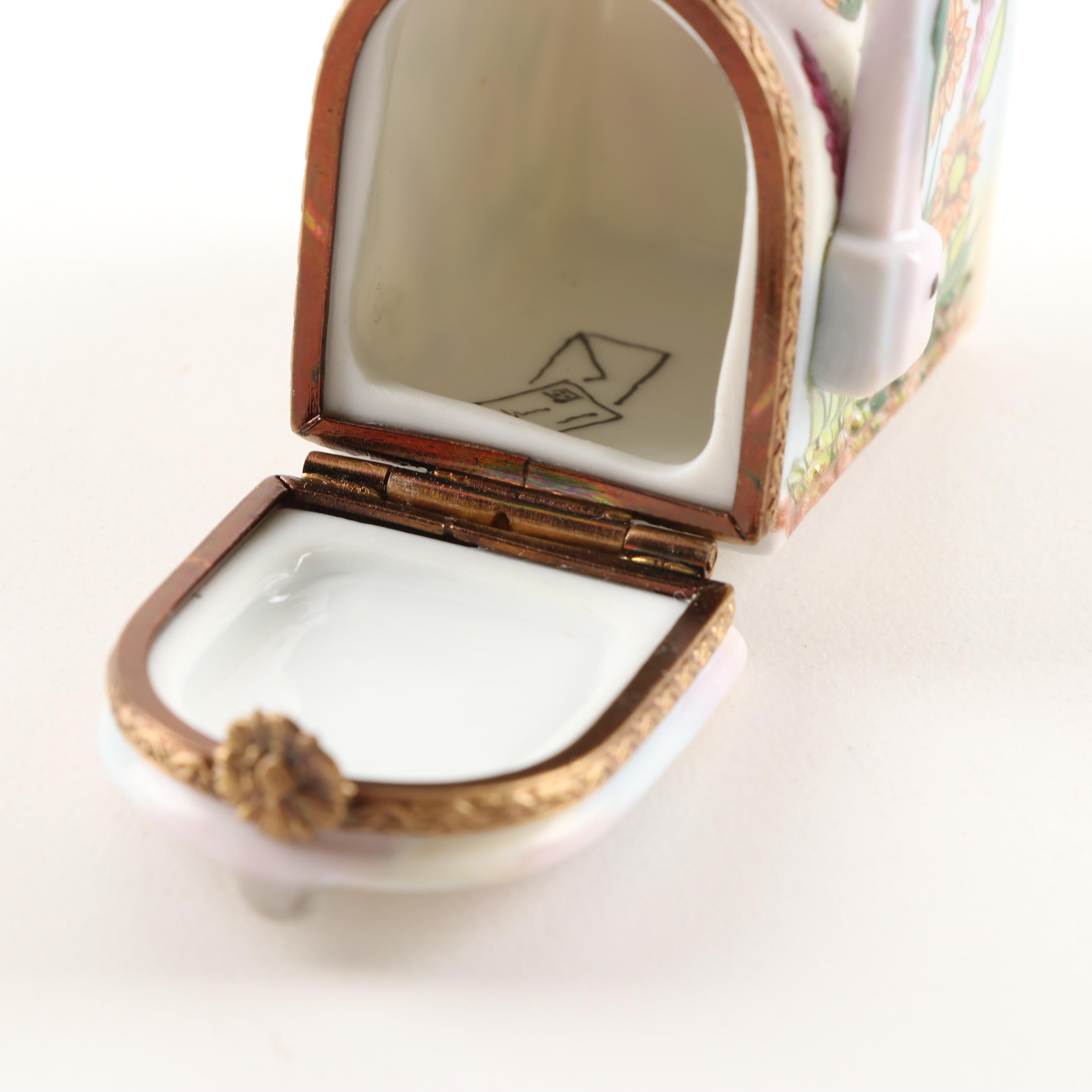 Rochard Limoges Hand-Painted Porcelain Mailbox Trinket Box