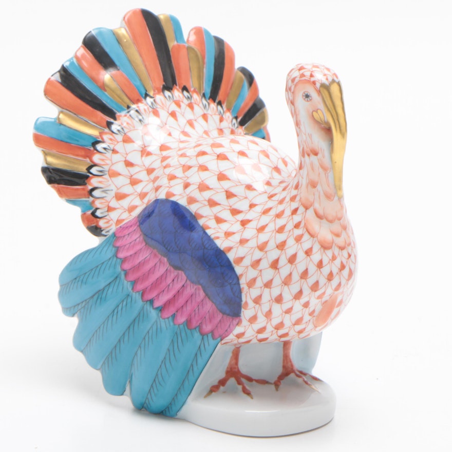 Herend Porcelain Turkey Figurine, Late 20th Century