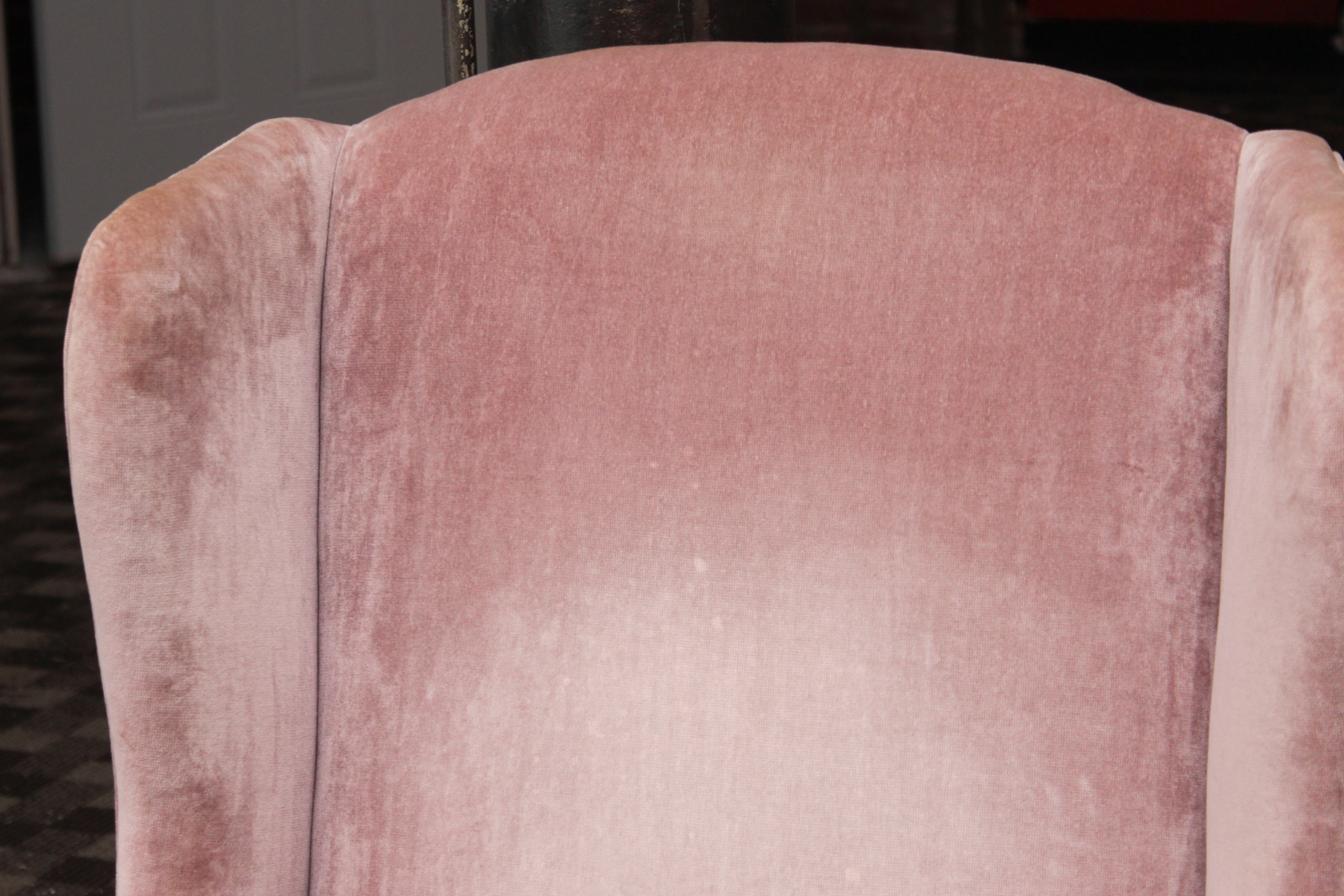 Pair of Queen Anne Style Custom-Upholstered Wingback Armchairs, 20th Century