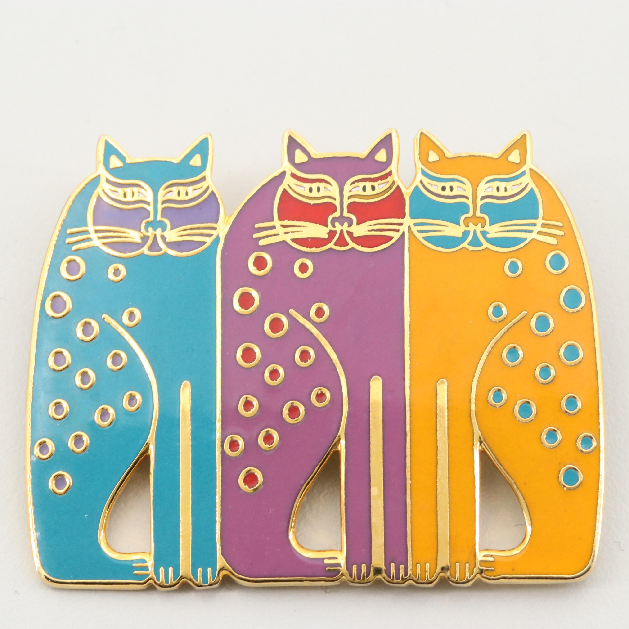 Enamel and Rhinestone Brooch and Pendant Assortment Featuring Laurel Burch