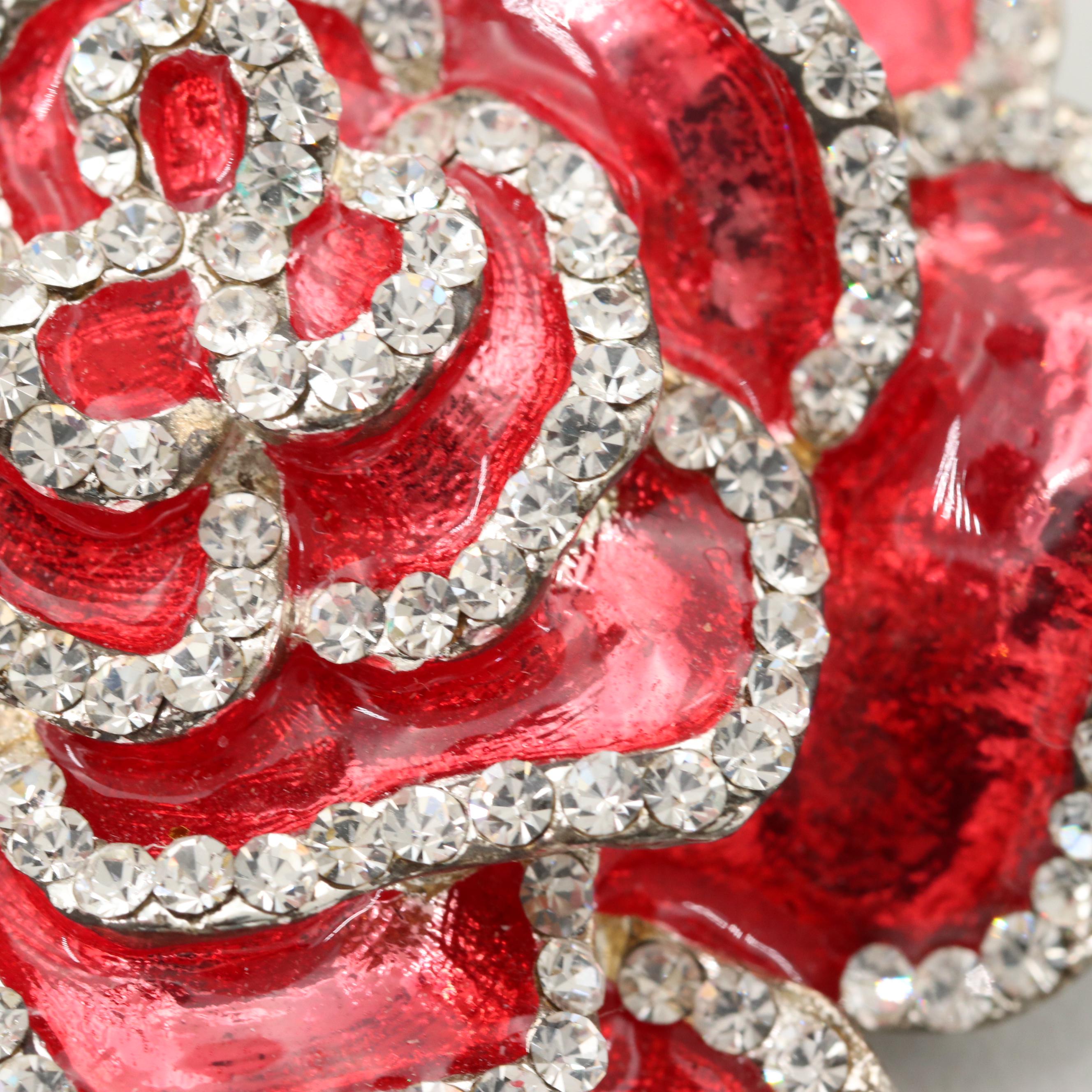 Enamel and Rhinestone Brooch and Pendant Assortment Featuring Laurel Burch