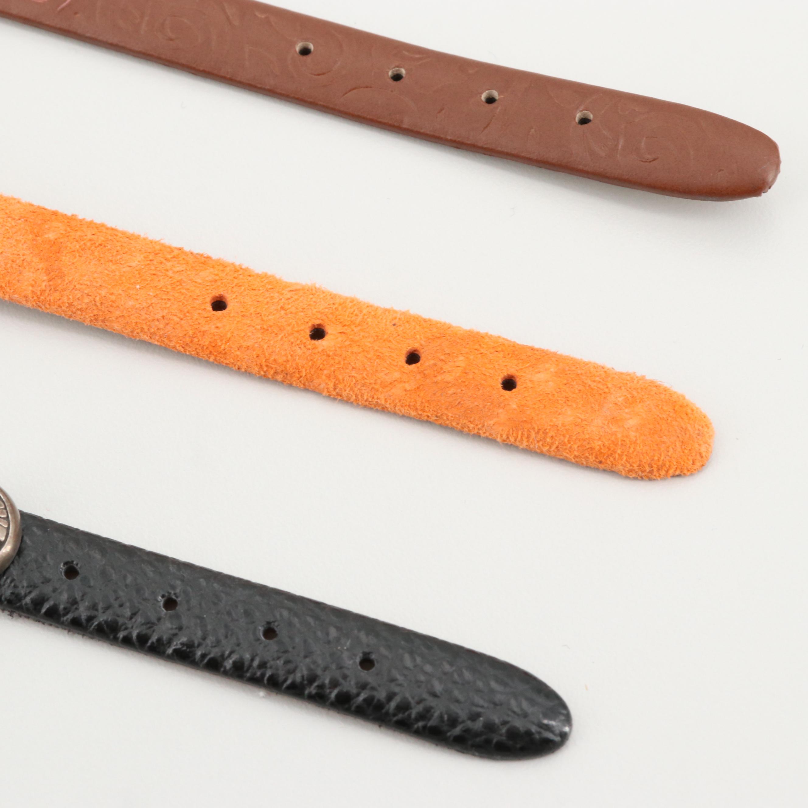 Prerogatives Southwestern Style Sterling Silver Gemstone Leather Bracelets