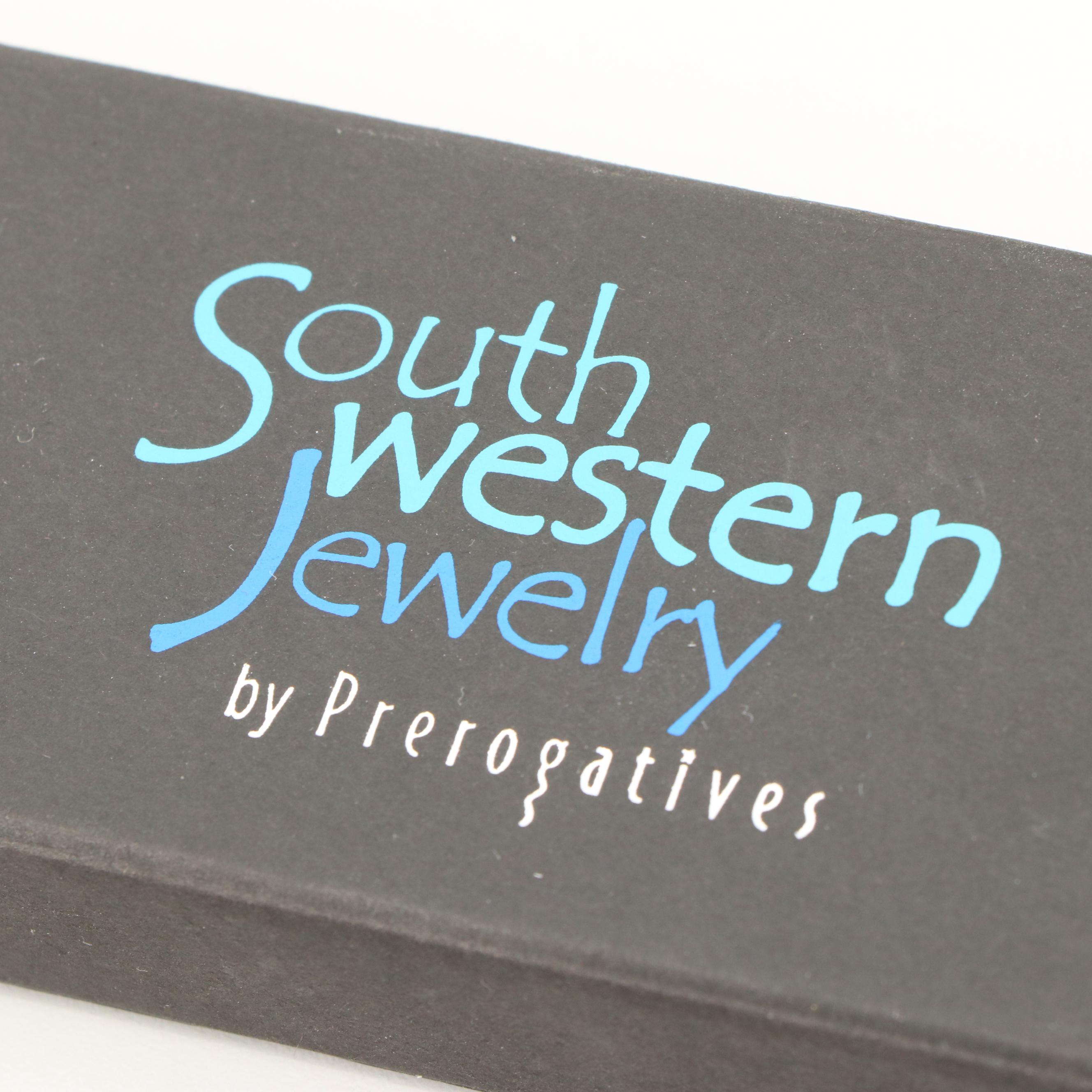 Prerogatives Southwestern Style Sterling Silver Gemstone Leather Bracelets