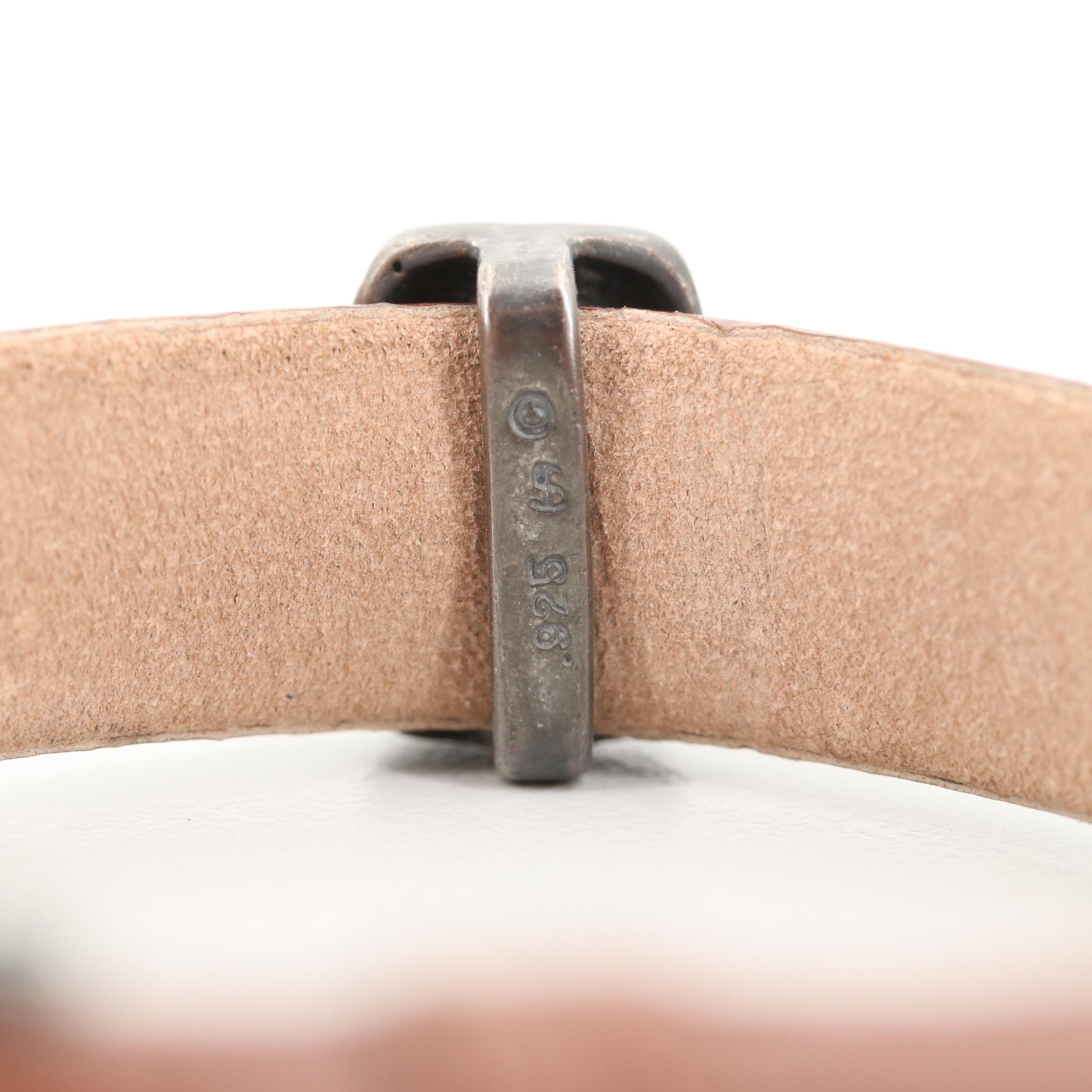 Prerogatives Southwestern Style Sterling Silver Gemstone Leather Bracelets