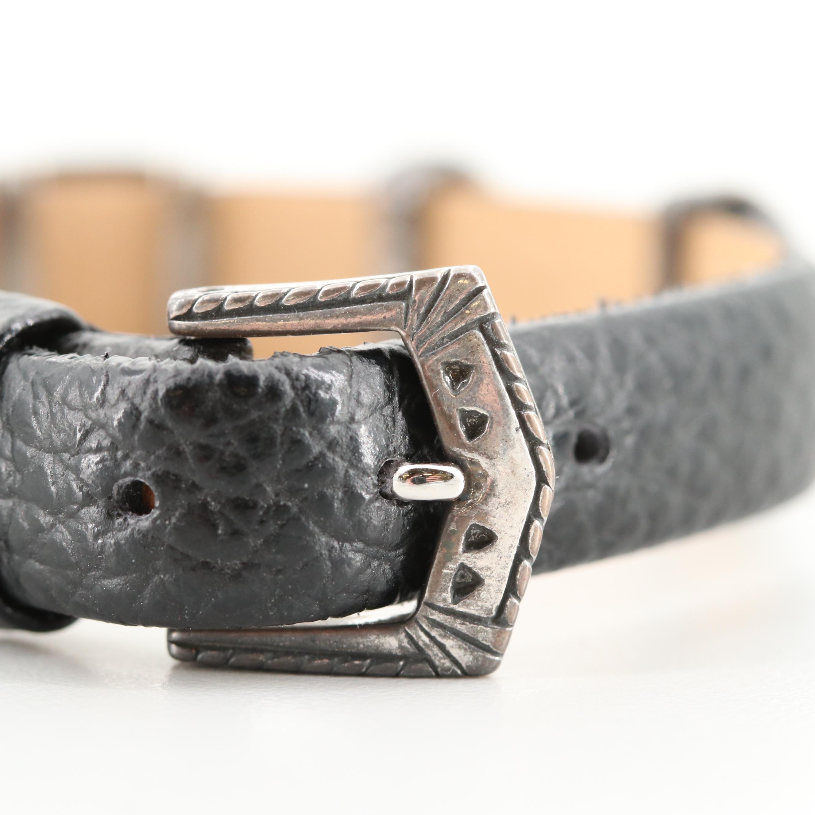 Prerogatives Southwestern Style Sterling Silver Gemstone Leather Bracelets