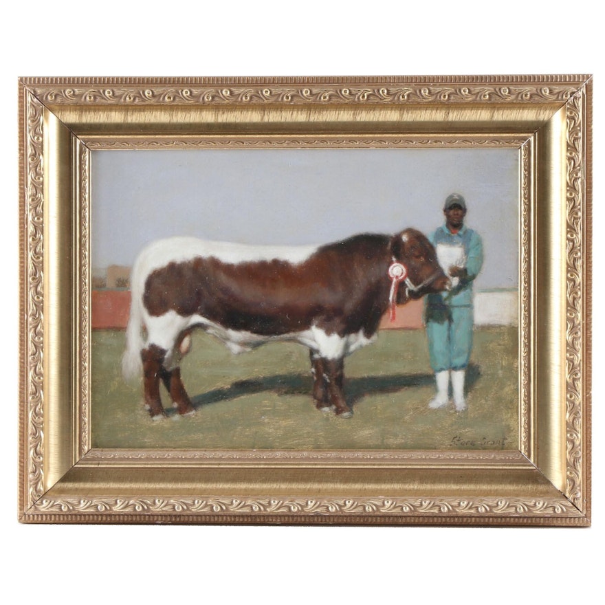 Stere Grant Oil Painting of Man with Steer