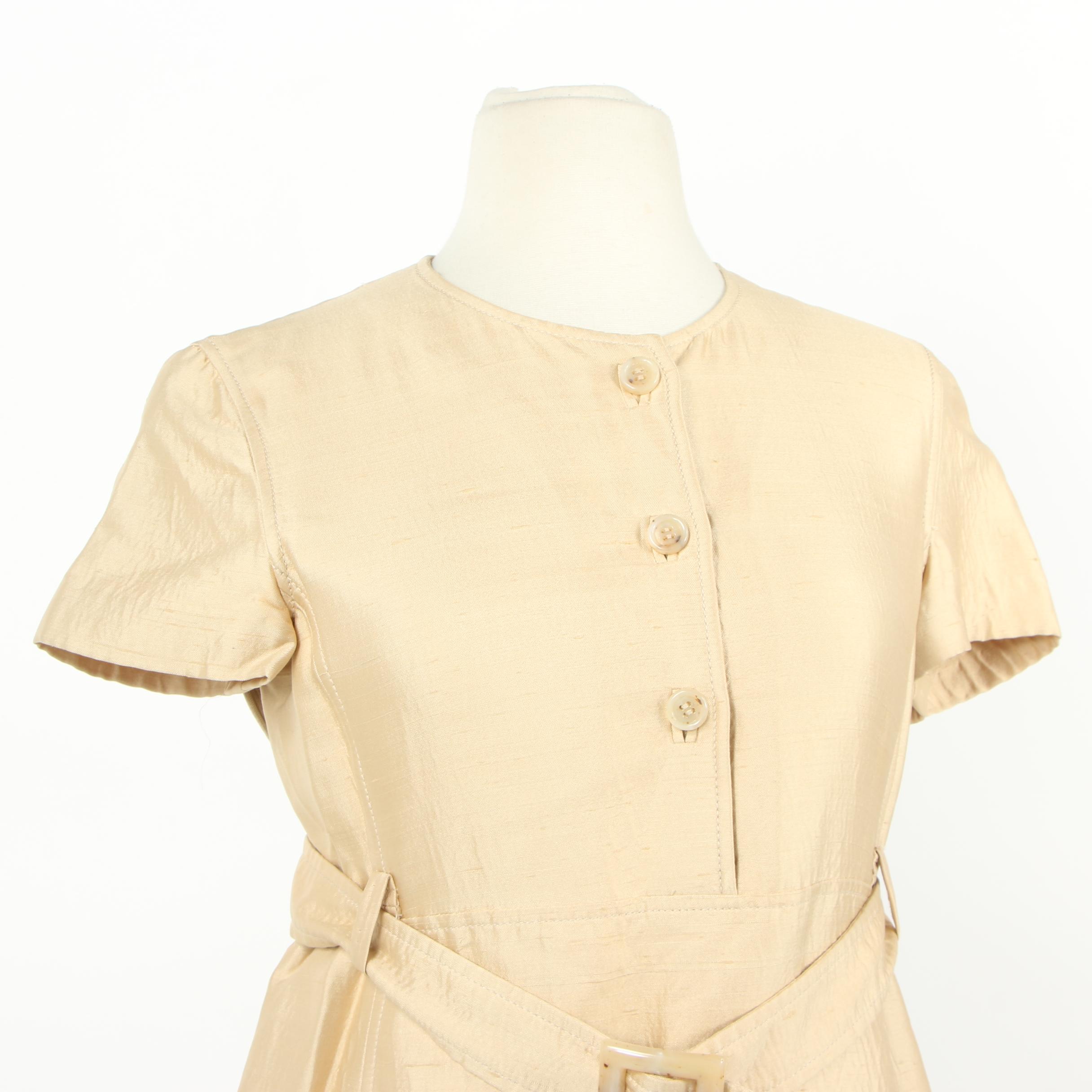 Prada Silk Blend Shirt Dress with Silk Block Pleat Skirt and Ruched Blouse