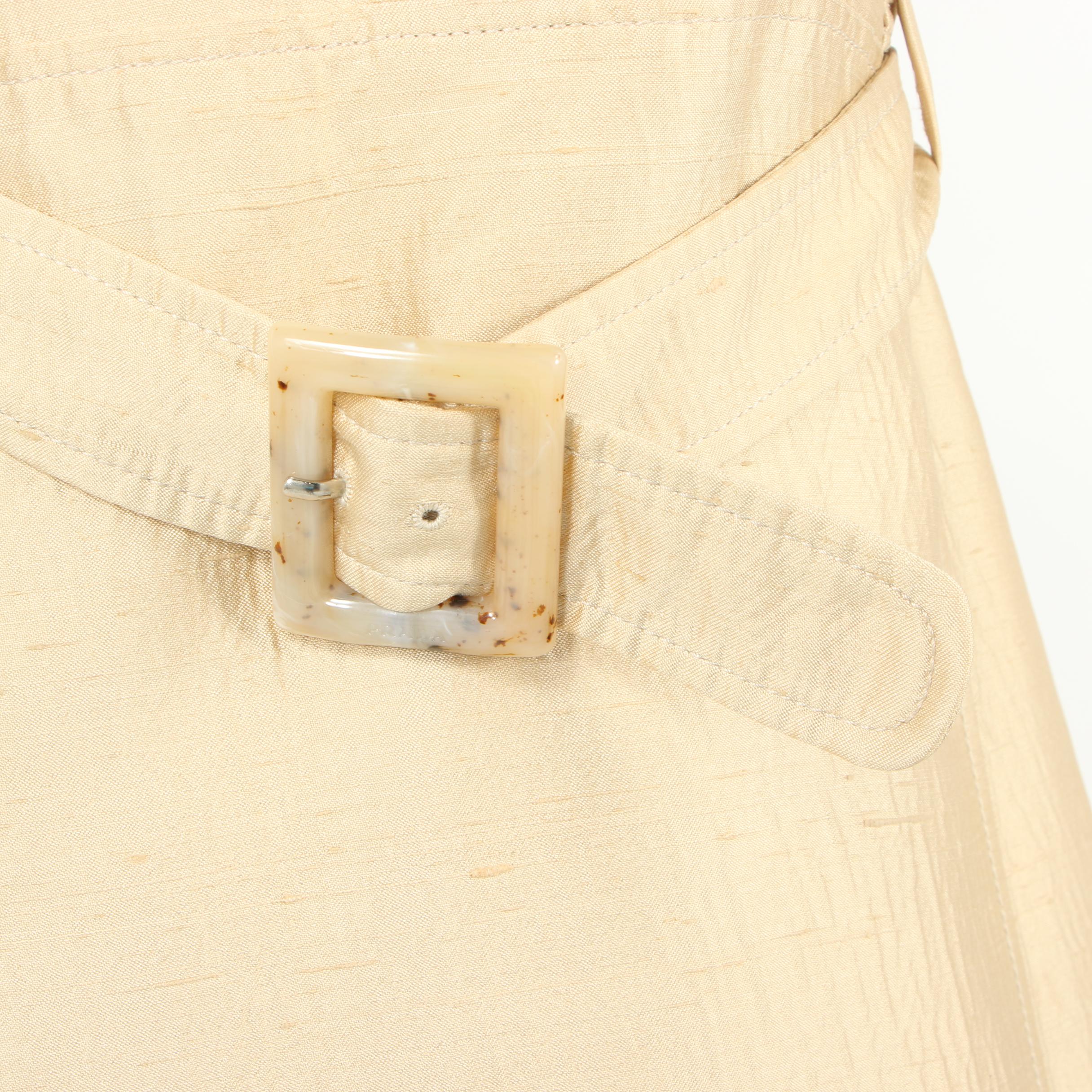 Prada Silk Blend Shirt Dress with Silk Block Pleat Skirt and Ruched Blouse