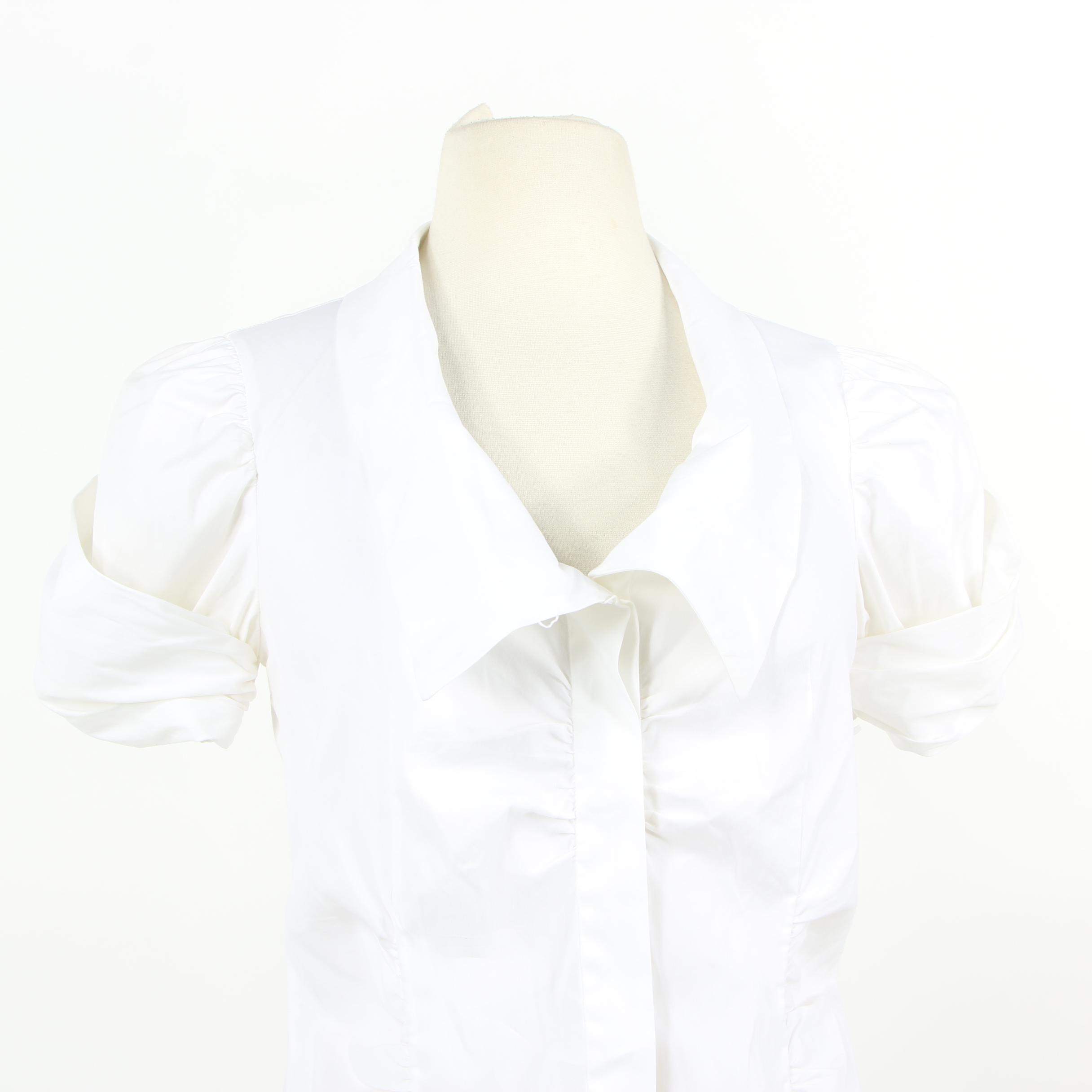 Prada Silk Blend Shirt Dress with Silk Block Pleat Skirt and Ruched Blouse