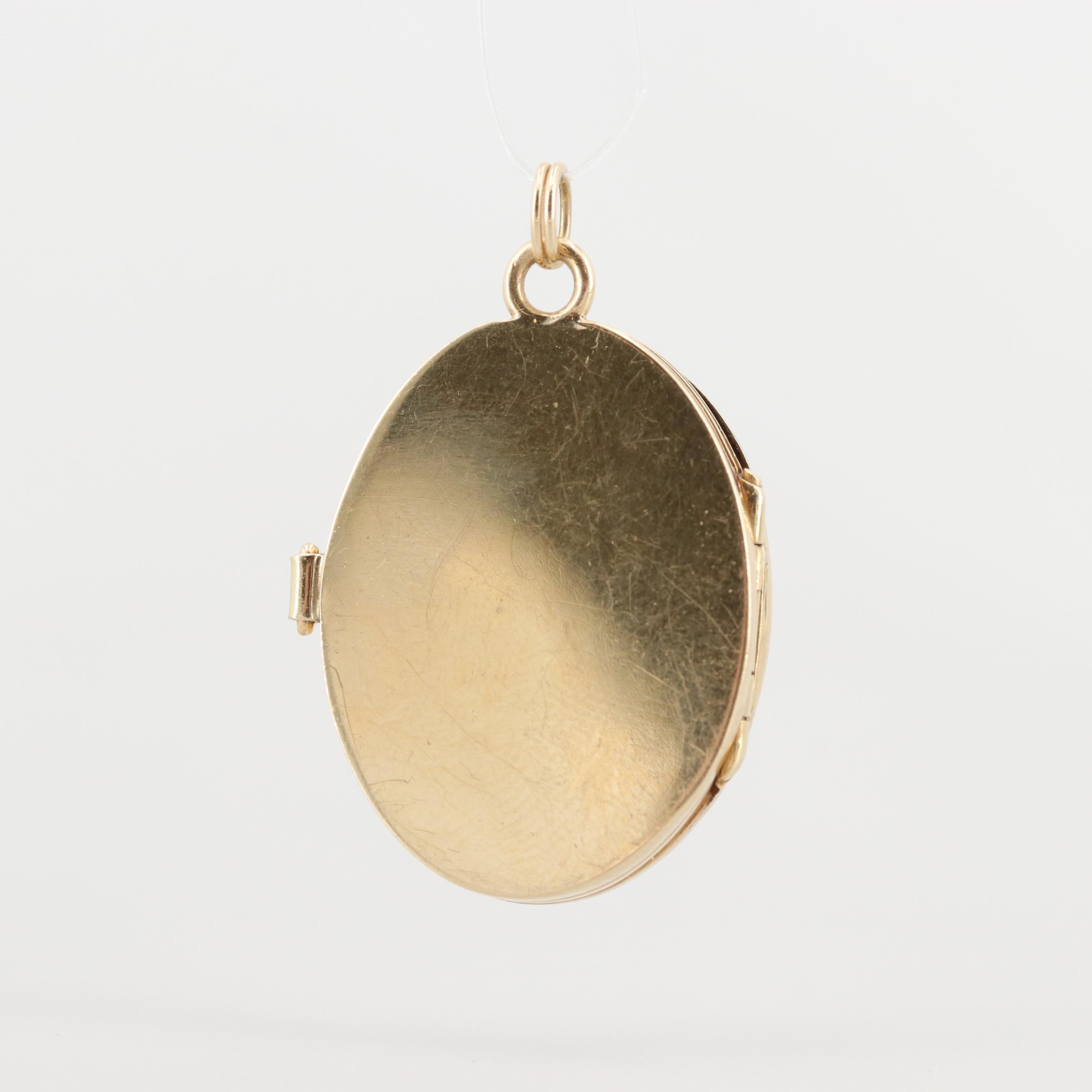 F. & F. Felger 14K Yellow Gold Multi Photo Locket Pendant with Enamel Accents
