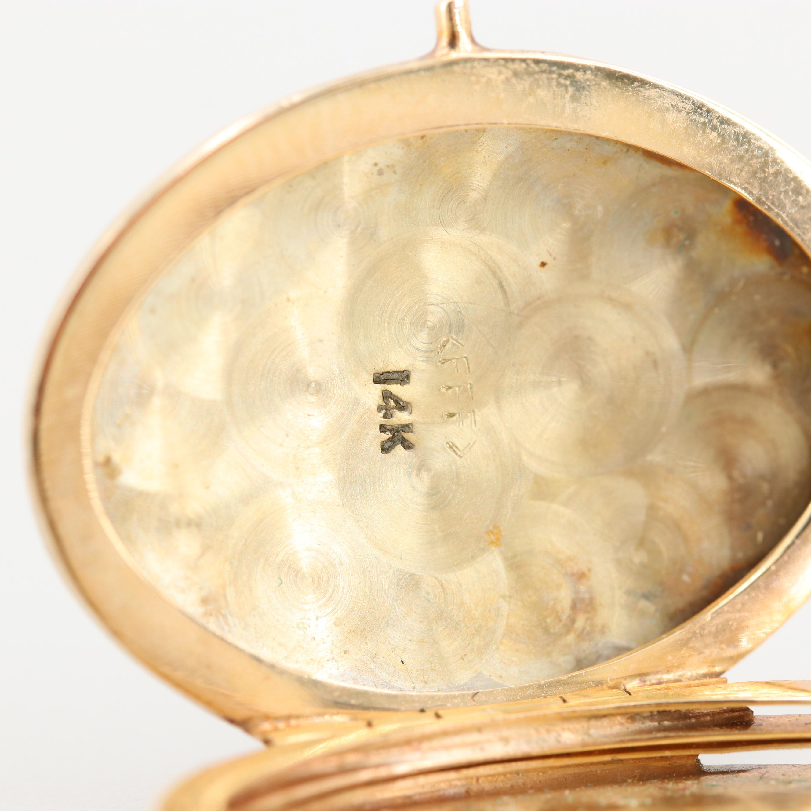 F. & F. Felger 14K Yellow Gold Multi Photo Locket Pendant with Enamel Accents