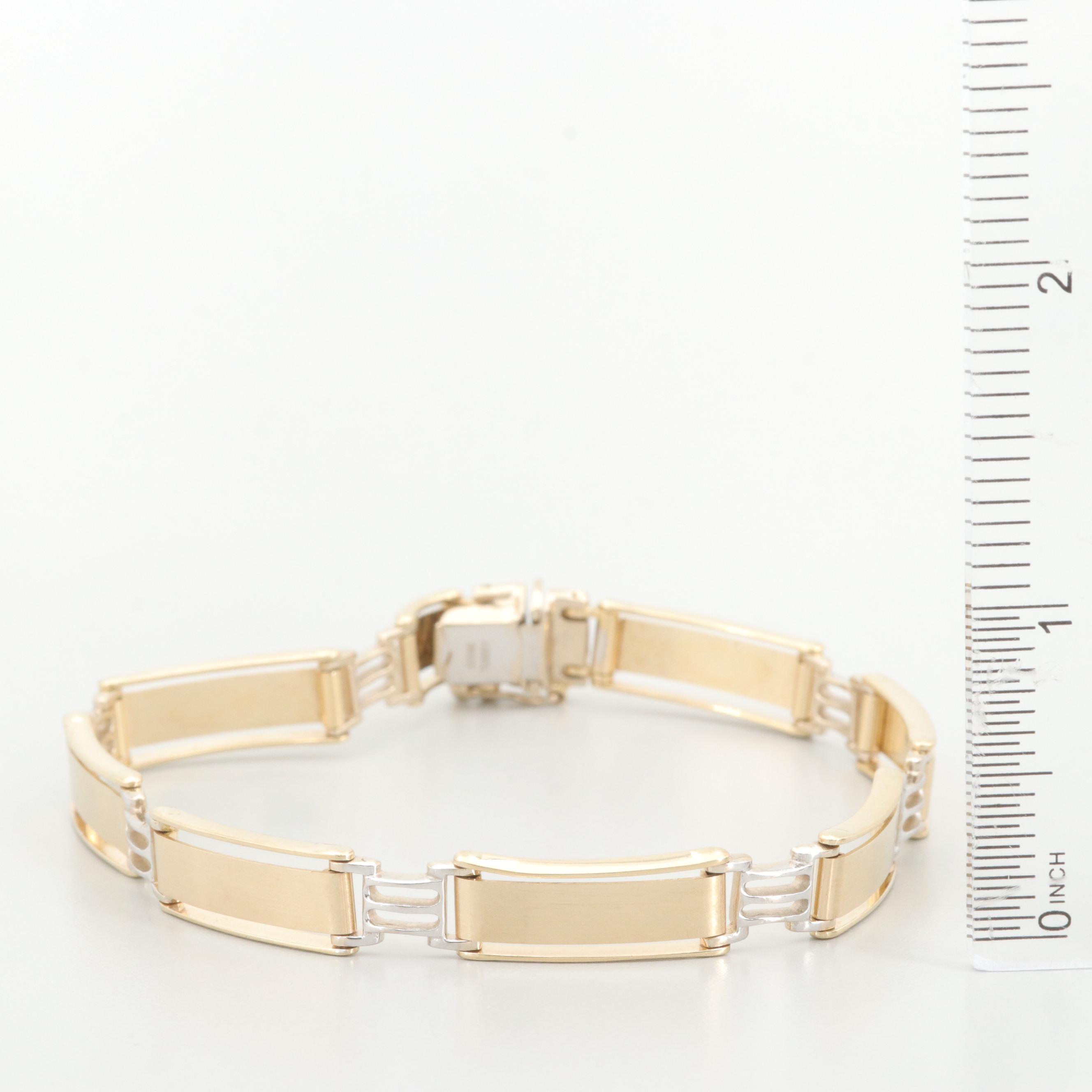 14K Yellow and White Gold Link Bracelet