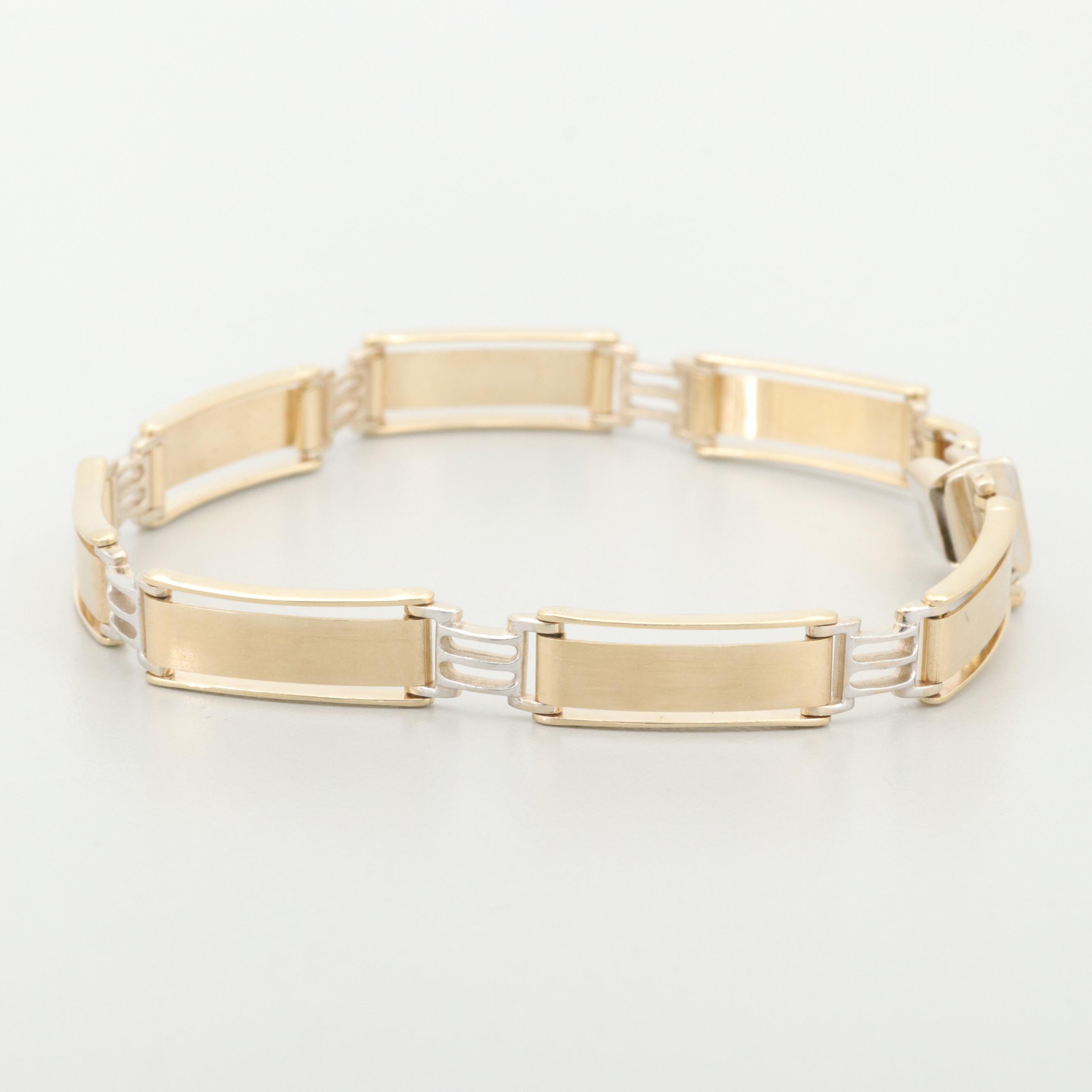 14K Yellow and White Gold Link Bracelet