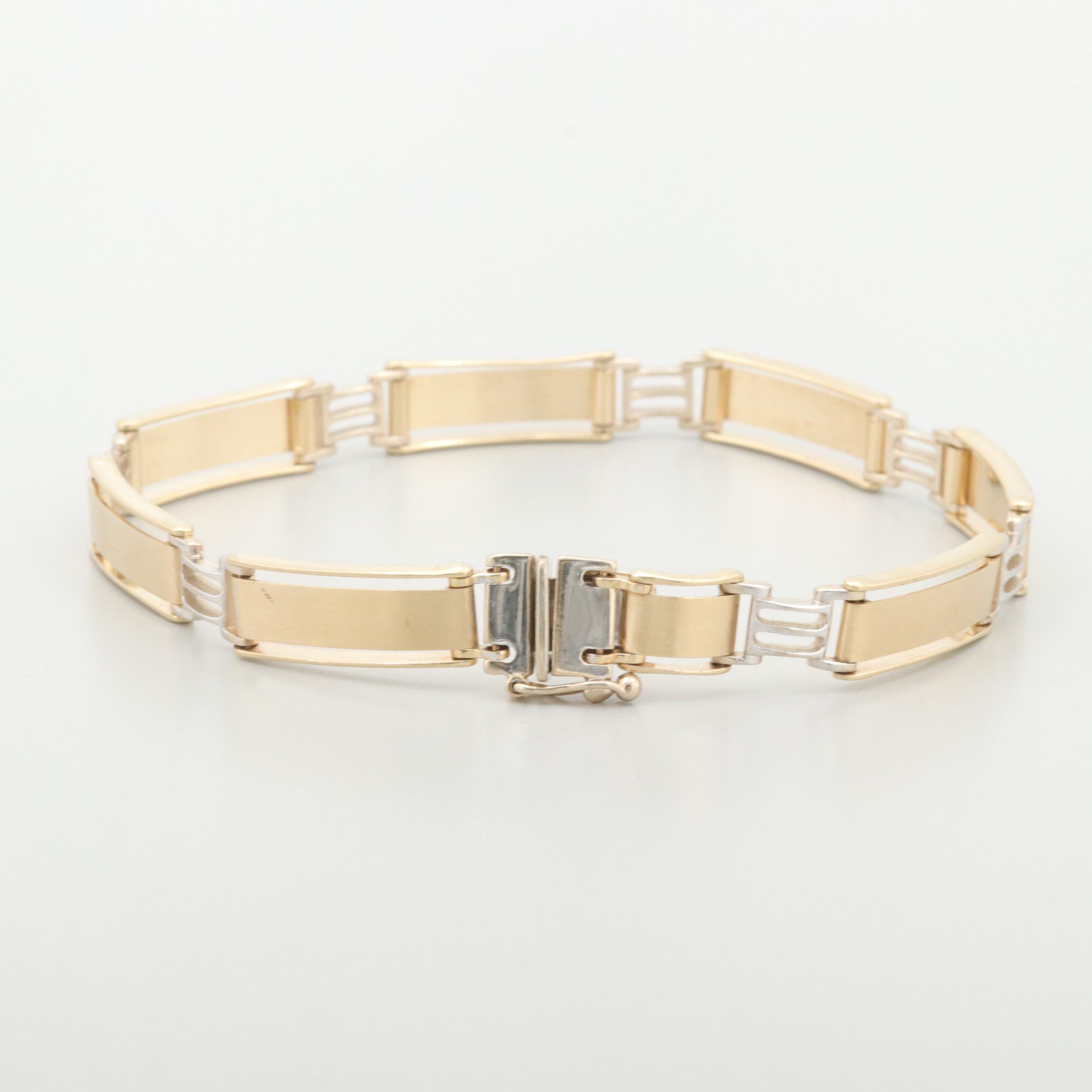14K Yellow and White Gold Link Bracelet