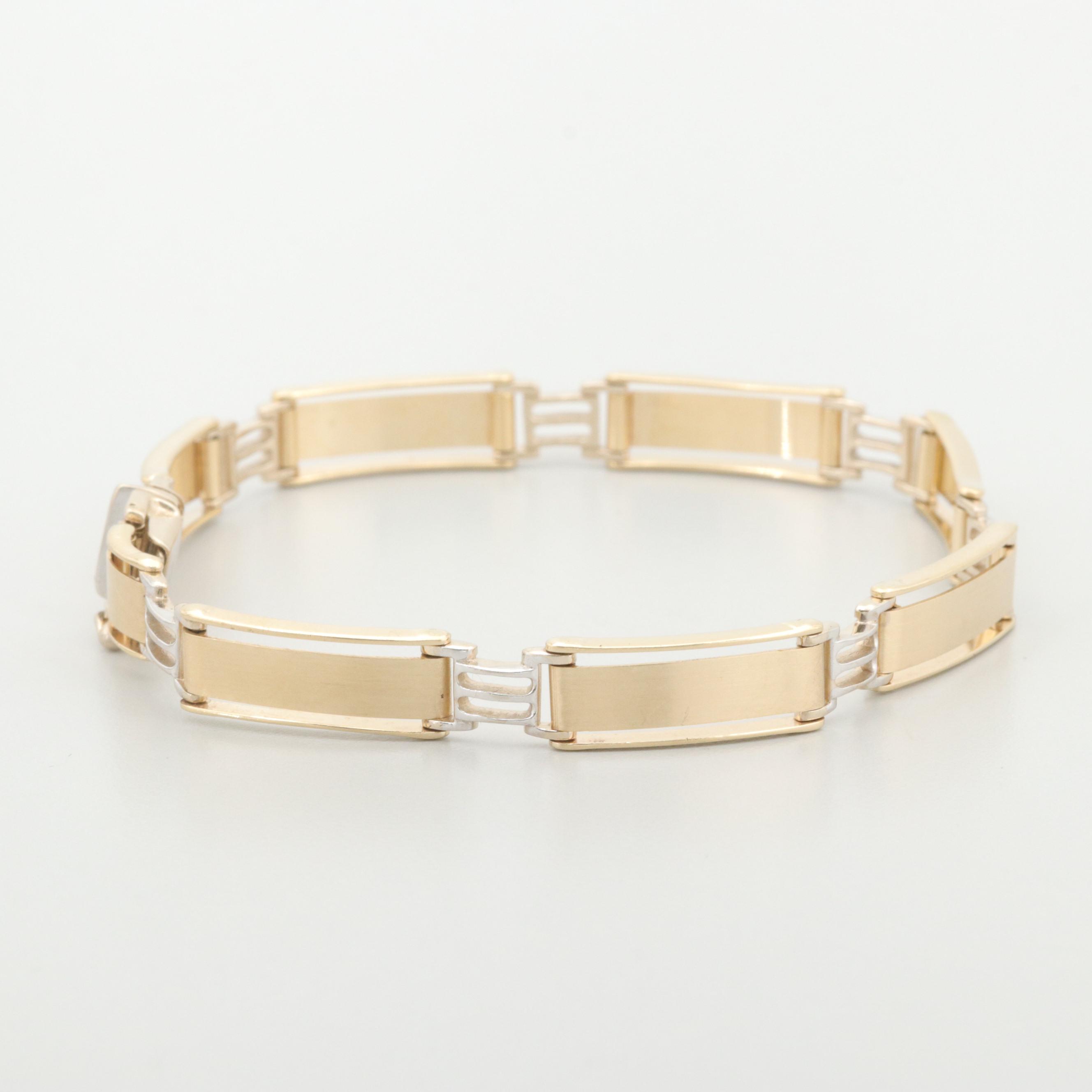 14K Yellow and White Gold Link Bracelet