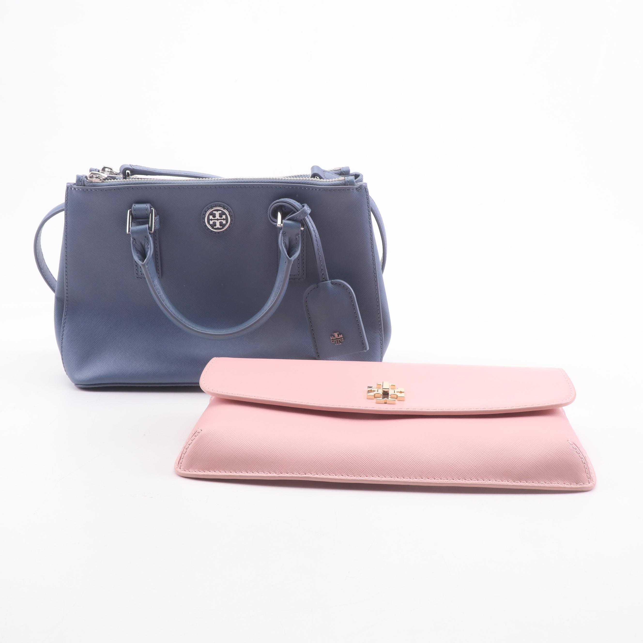 Tory Burch Convertible Bag and Clutch in Saffiano Crosshatch Leather