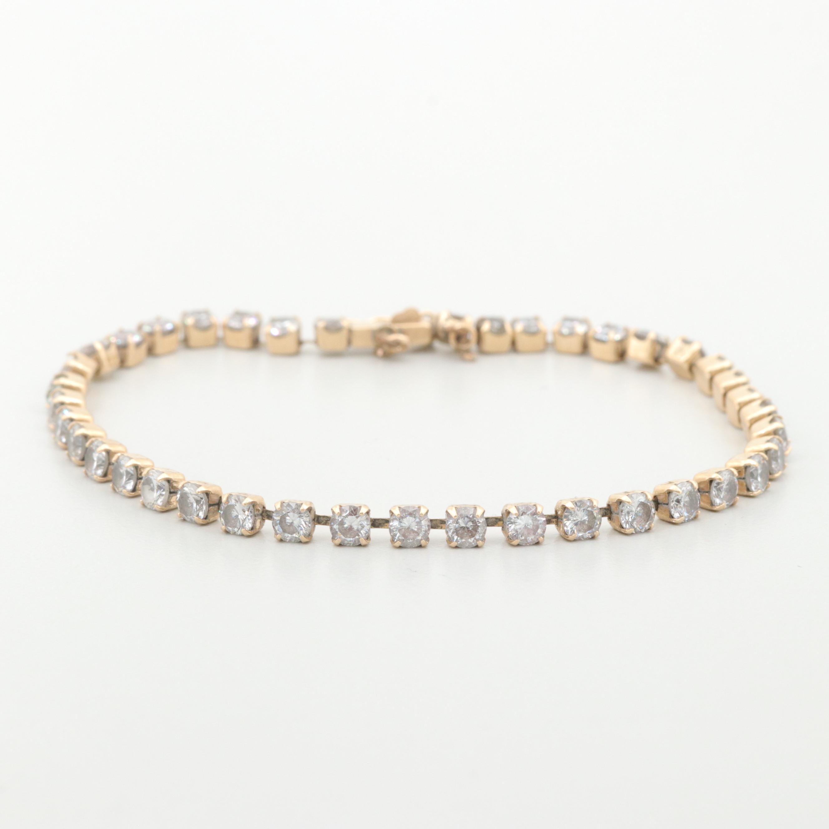 14K Yellow Gold Cubic Zirconia Bracelet