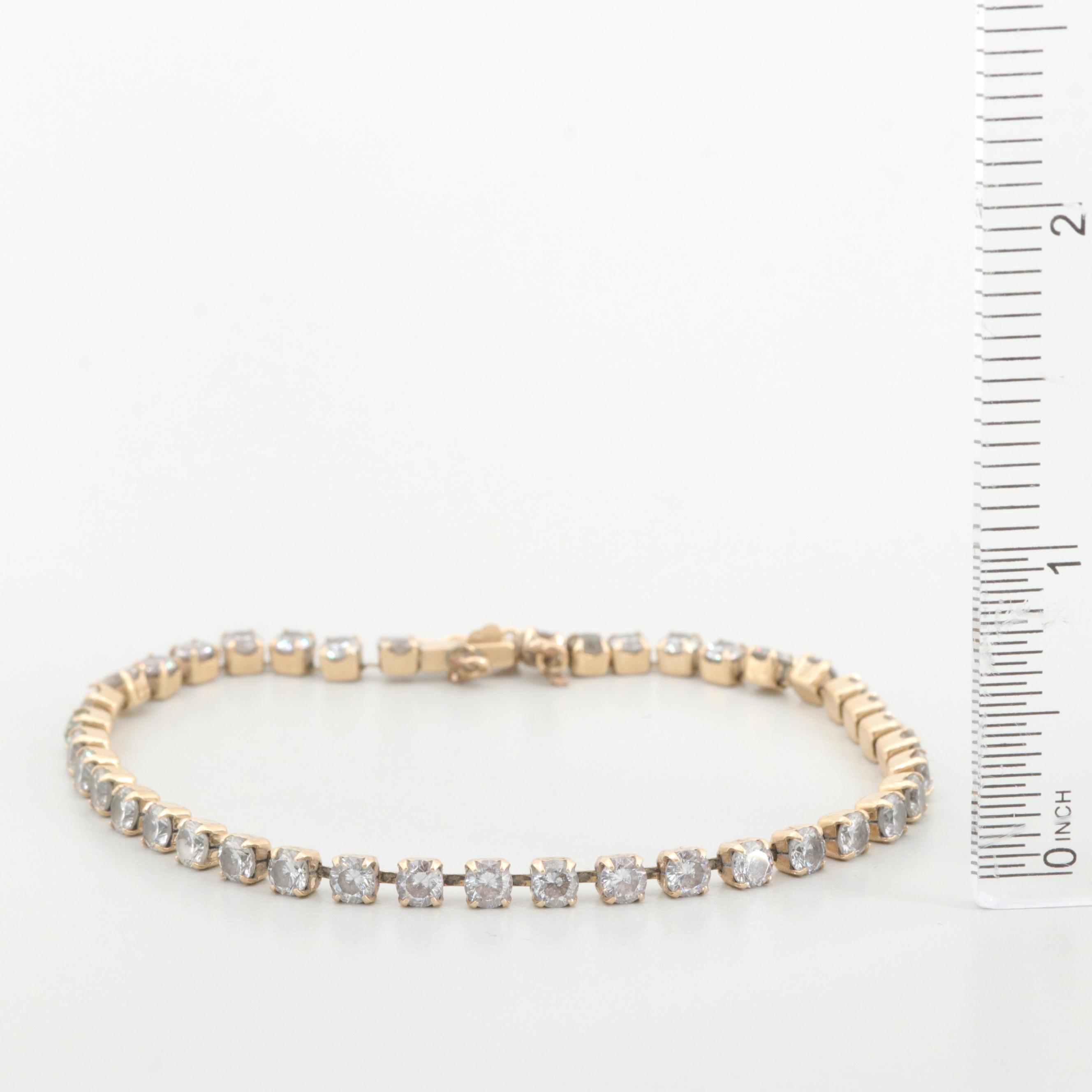 14K Yellow Gold Cubic Zirconia Bracelet