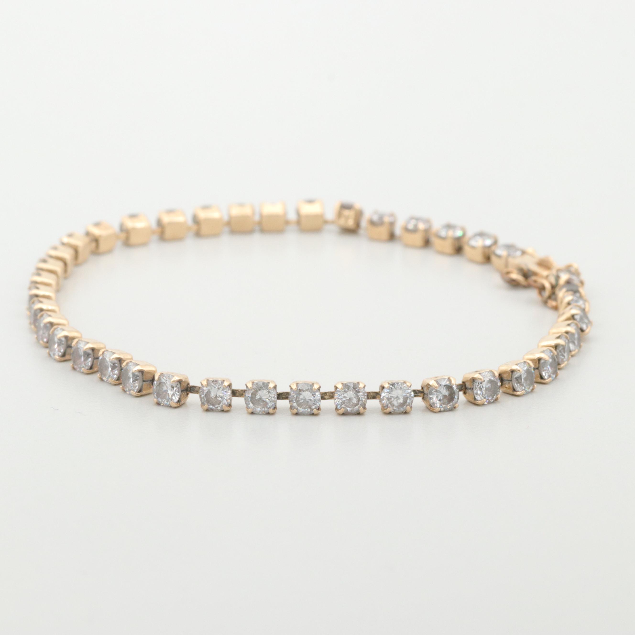 14K Yellow Gold Cubic Zirconia Bracelet