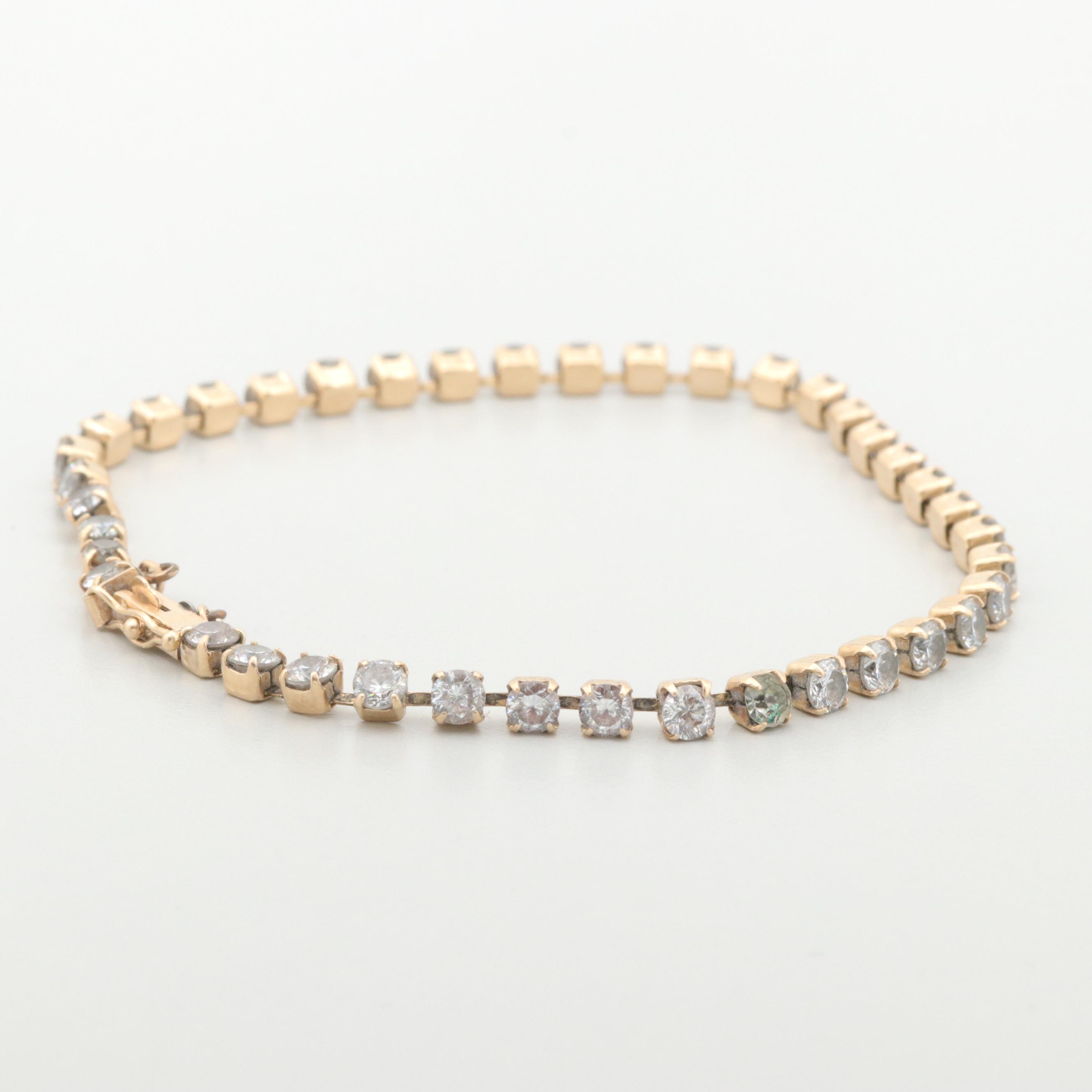 14K Yellow Gold Cubic Zirconia Bracelet