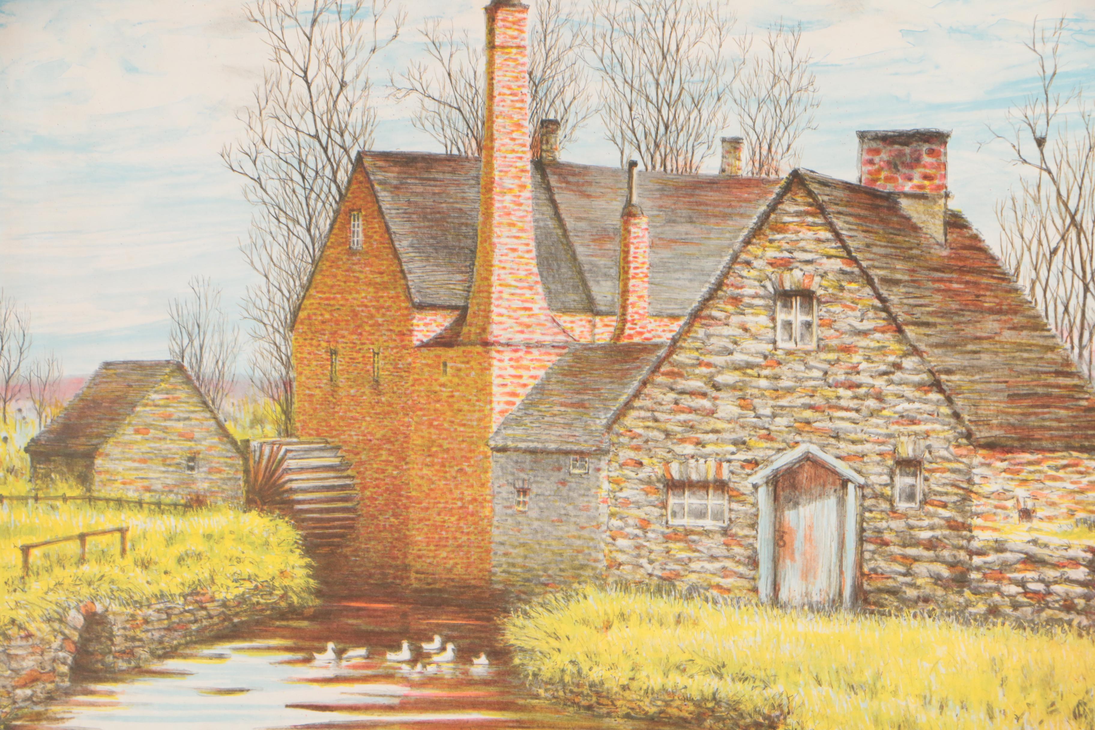Don Whitlock Lithograph of a Cabin
