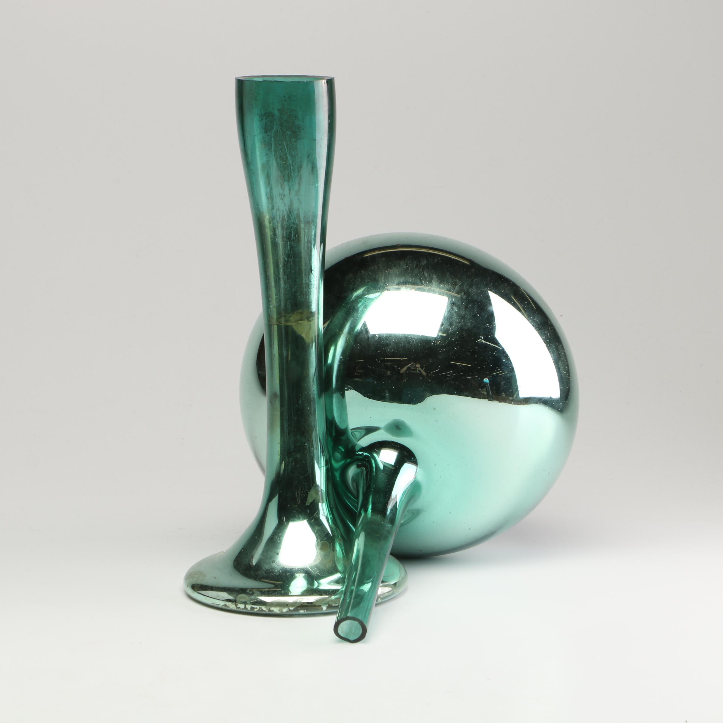 Mid-19th to Early 20th Century Hand Blown Mercury Glass Gazing Sculpture