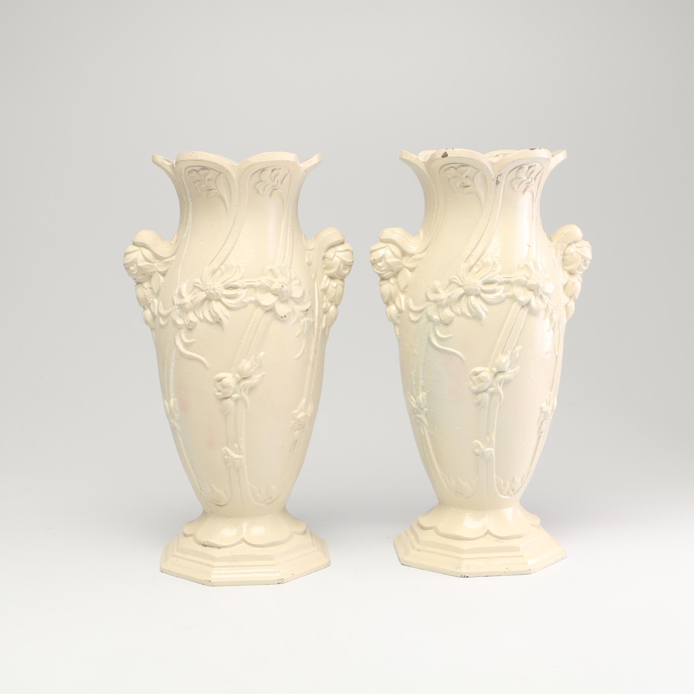 Painted Cast Iron Urns