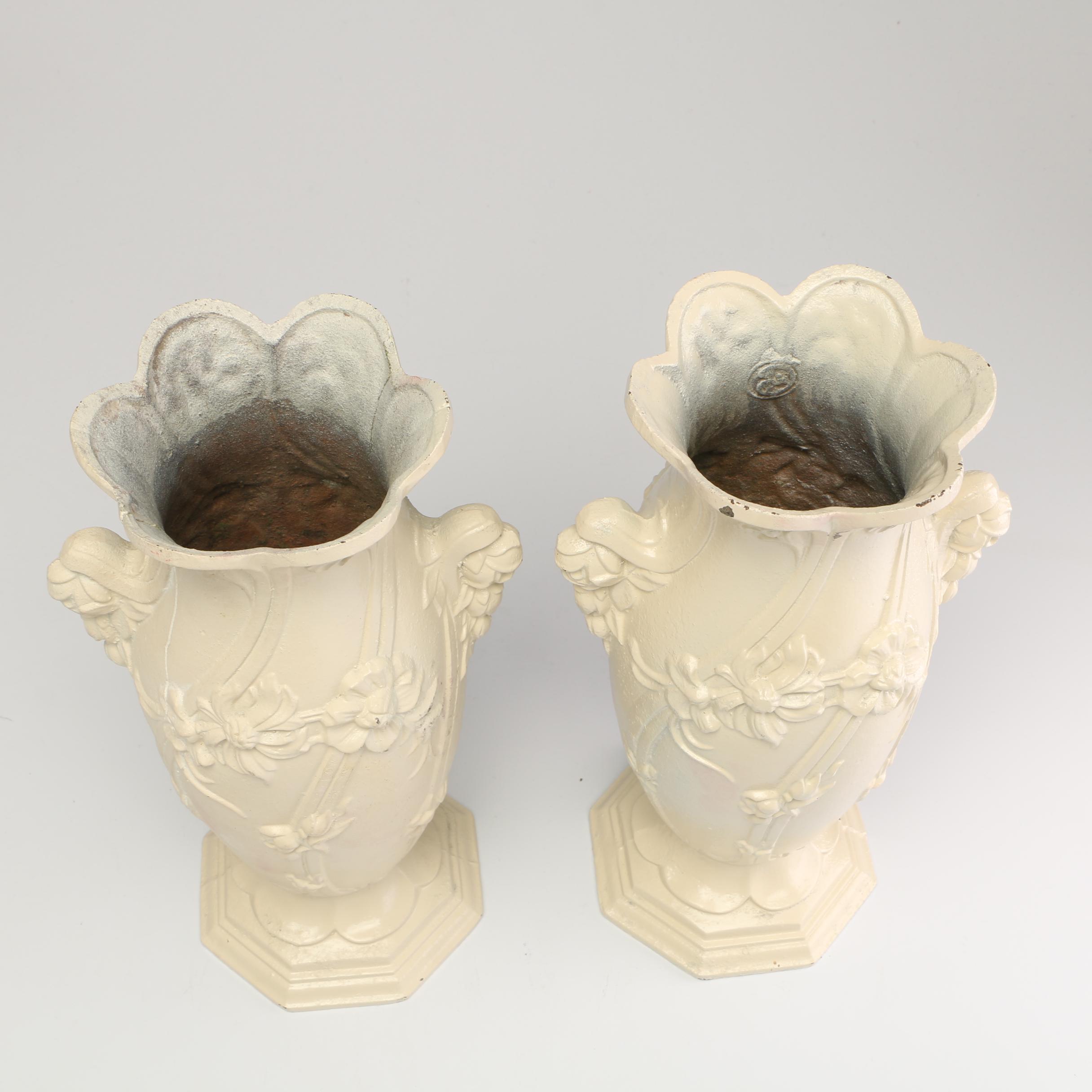 Painted Cast Iron Urns